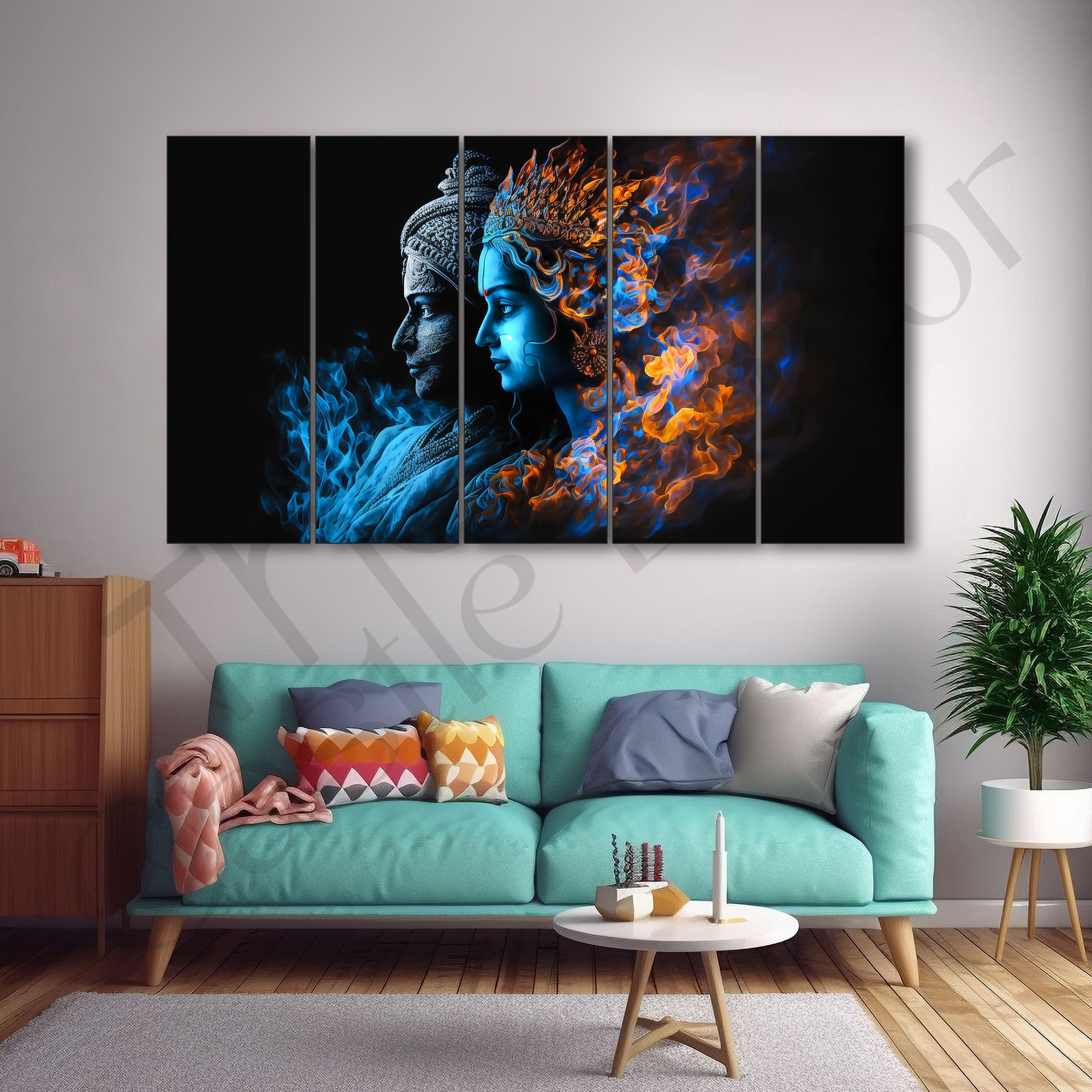 Radha Krishna Painting with frame Big Size Wall Art for living room,Bedroom,Drawing room,Hotels