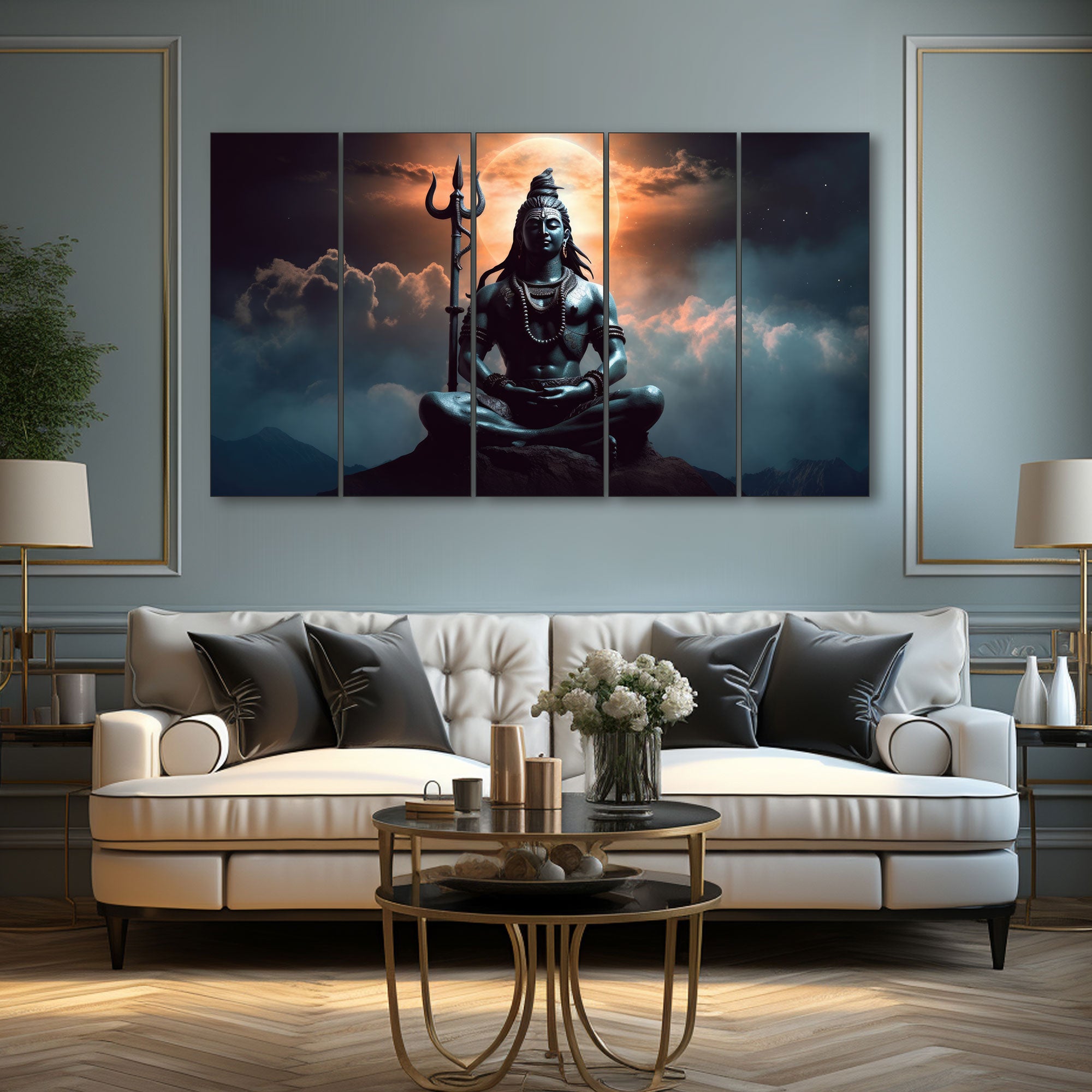 Lord Shiva Painting with frame Big Size Wall Art for living room,Bedroom,Drawing room,Hotels