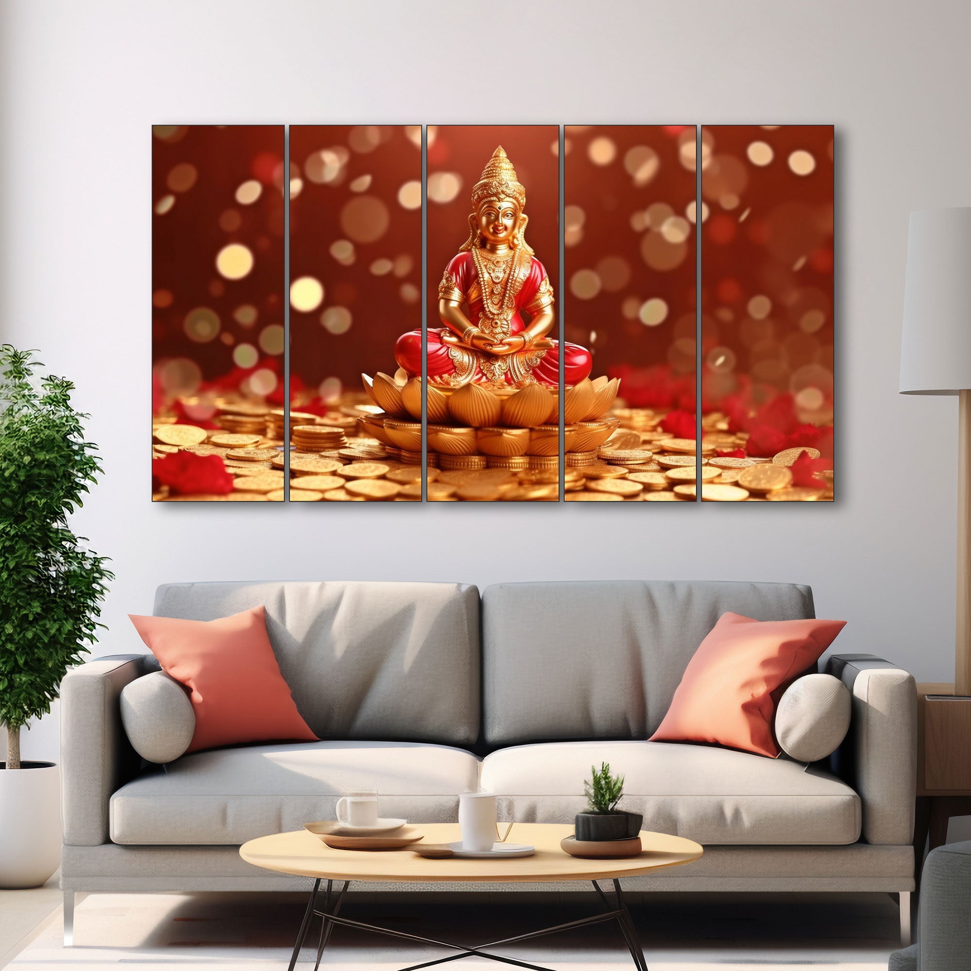 Goddess Laxmi ji Painting with frame Big Size Wall Art for living room,Bedroom,Drawing room,Hotels
