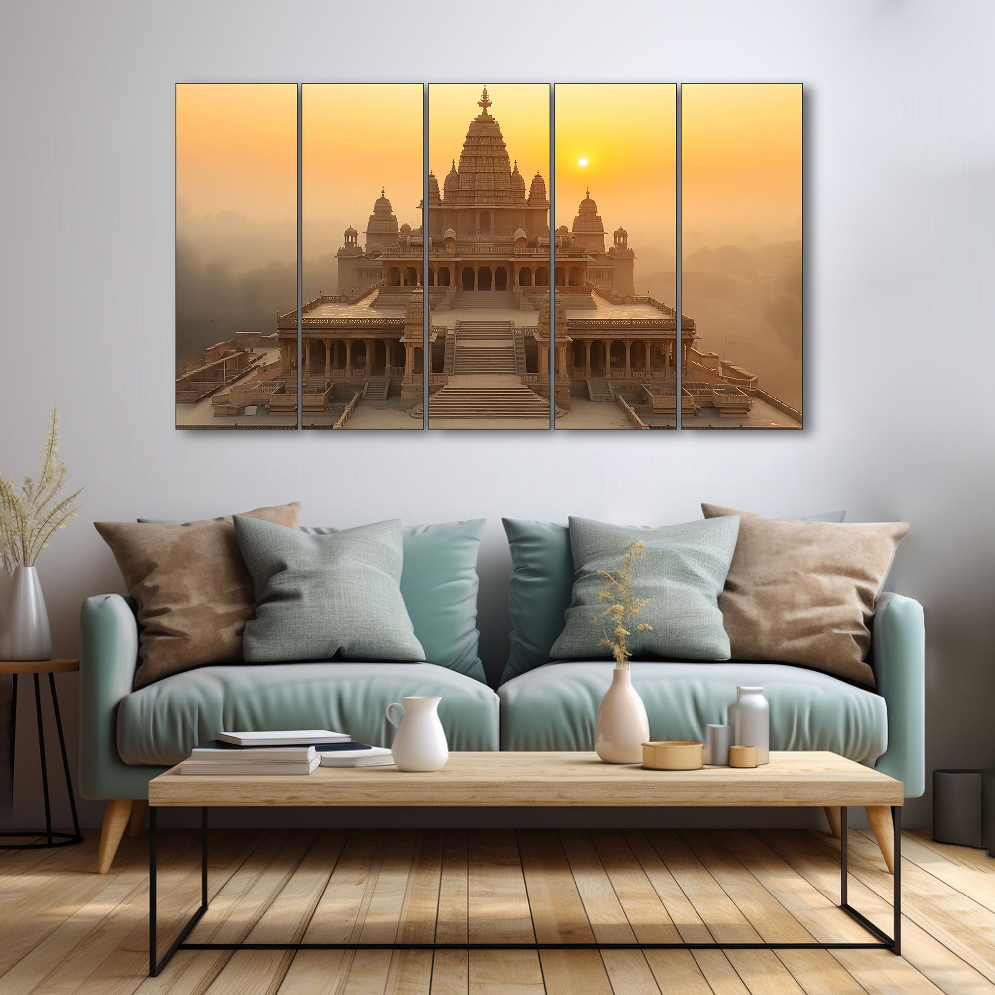 Ram Mandir Painting with frame Big Size Wall Art for living room,Bedroom,Drawing room,Hotels