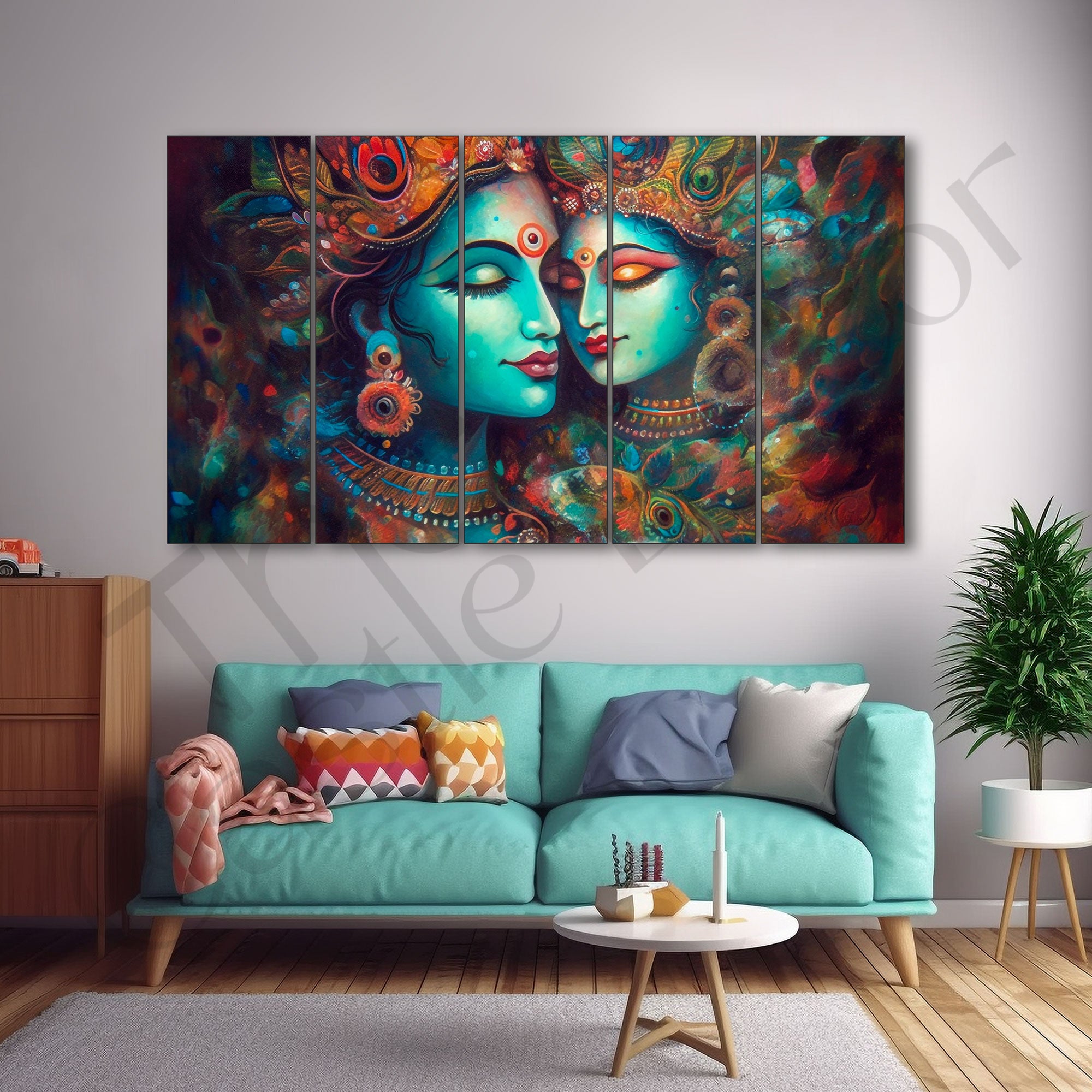 Radha Krishna Painting with frame Big Size Wall Art for living room,Bedroom,Drawing room,Hotels