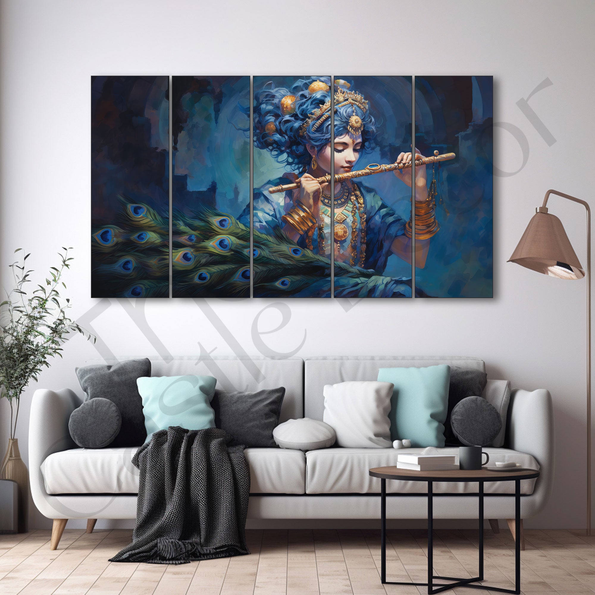 Krishna Ji Painting with frame Big Size Wall Art for living room,Bedroom,Drawing room,Hotels