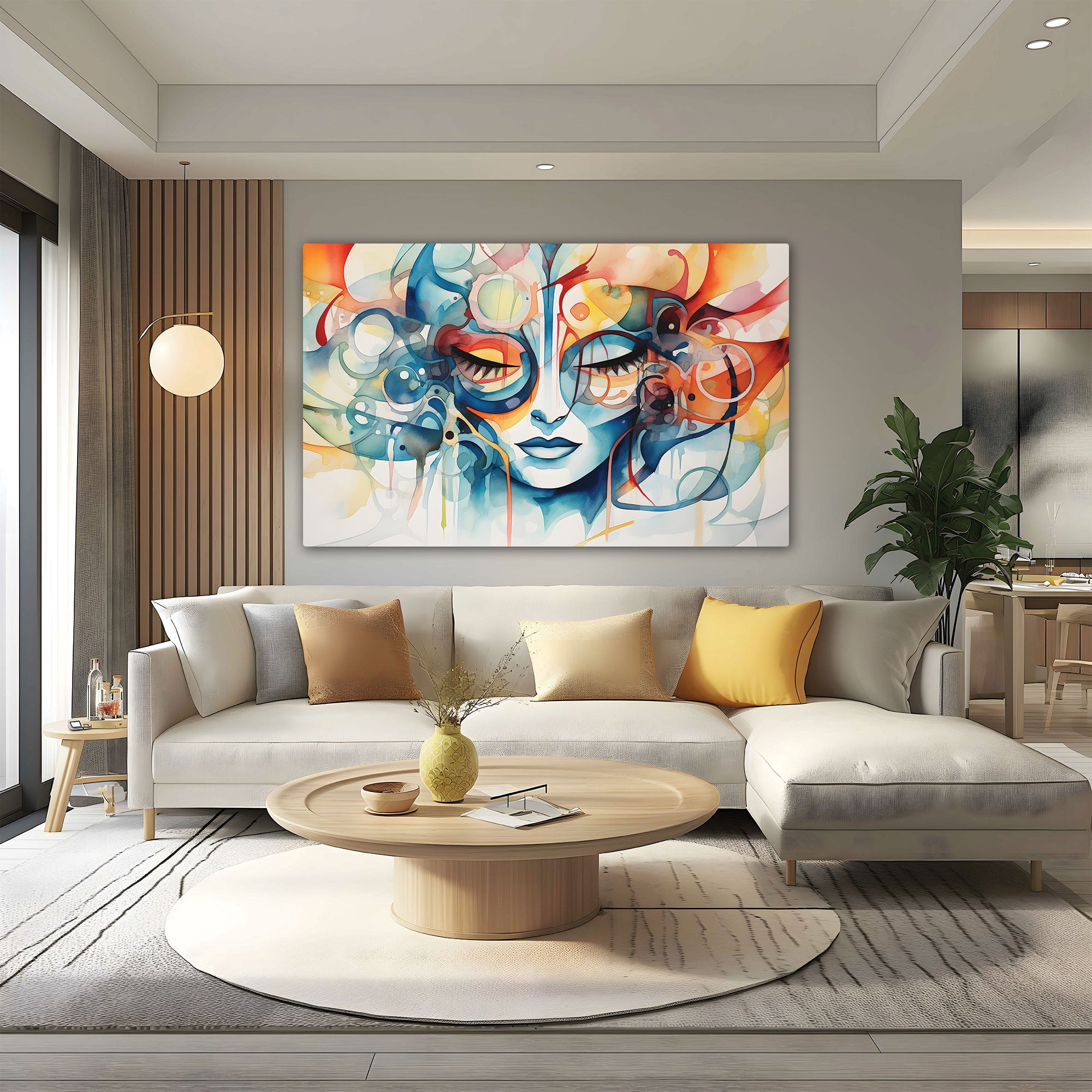 Multicolour face Canvas painting with frame Big Size Wall Art for living room,Bedroom,Drawing room,Hotels