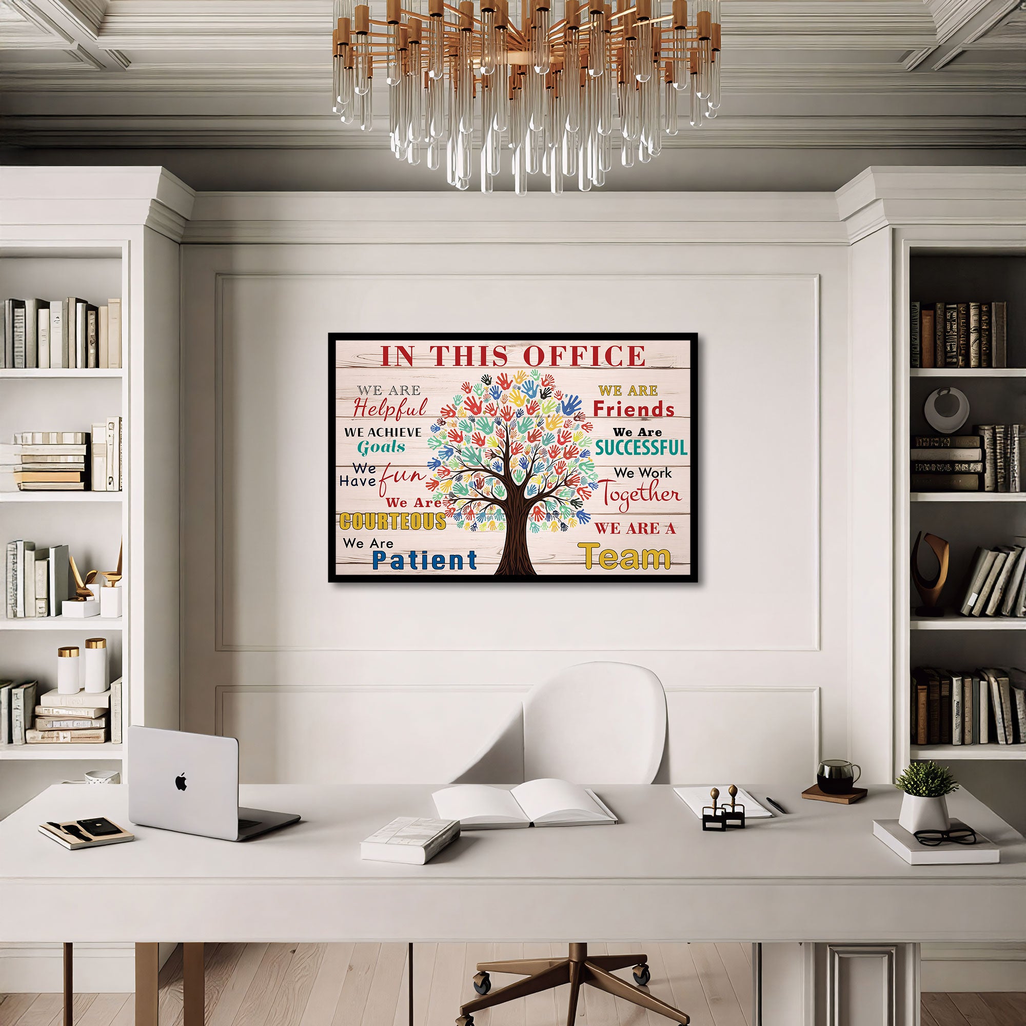 The Castle Decor Teamwork Motivational Wall Art Frame 20x30 Inch | Inspirational Office Digital Painitng with Black Fiber Frame & Sparkle Lamination | Team Building Quote Wall Decor for Office, Workplace, Meeting Room