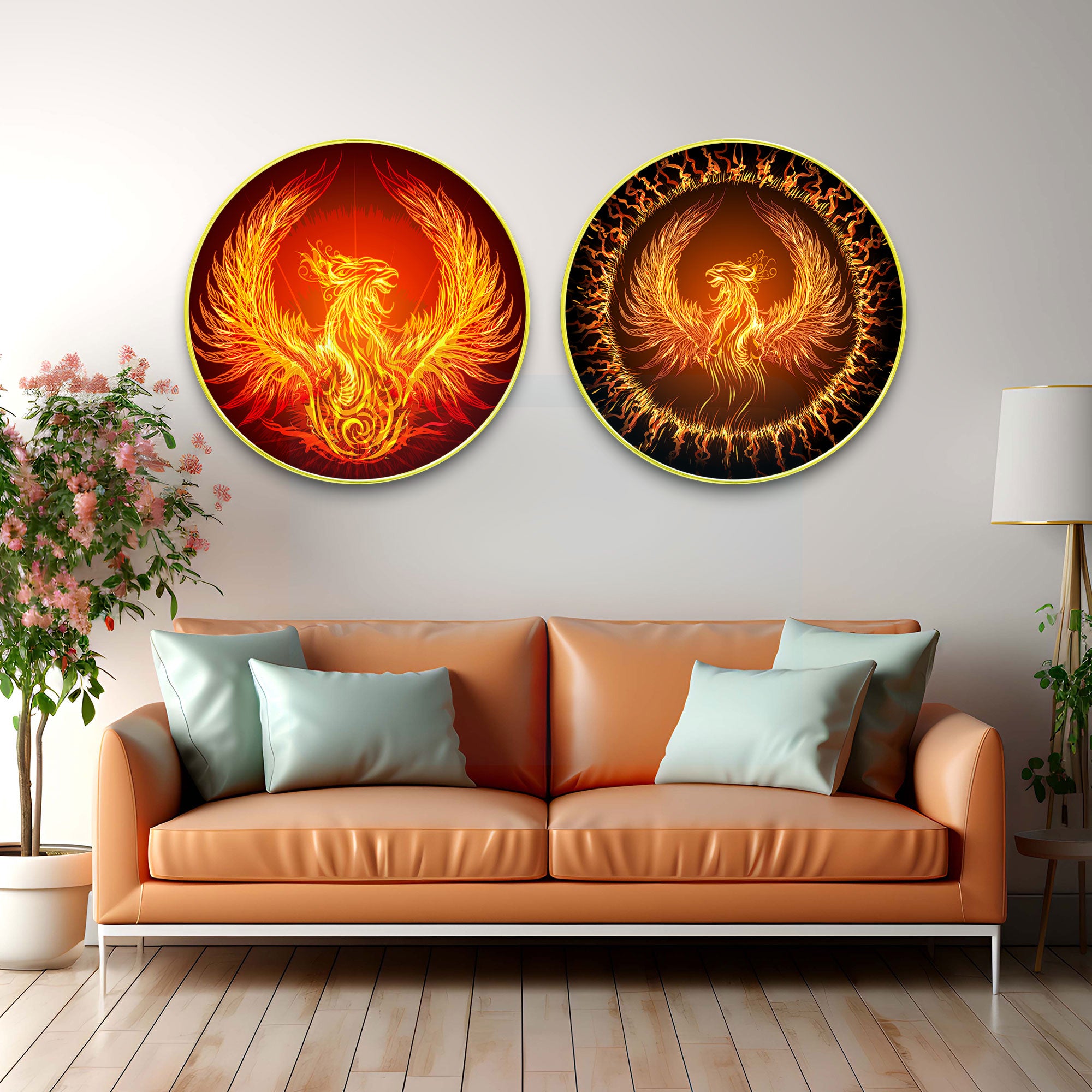 Abstract Sparkle Wooden Wall Plates Set of 2 for Home Decoration Art-36