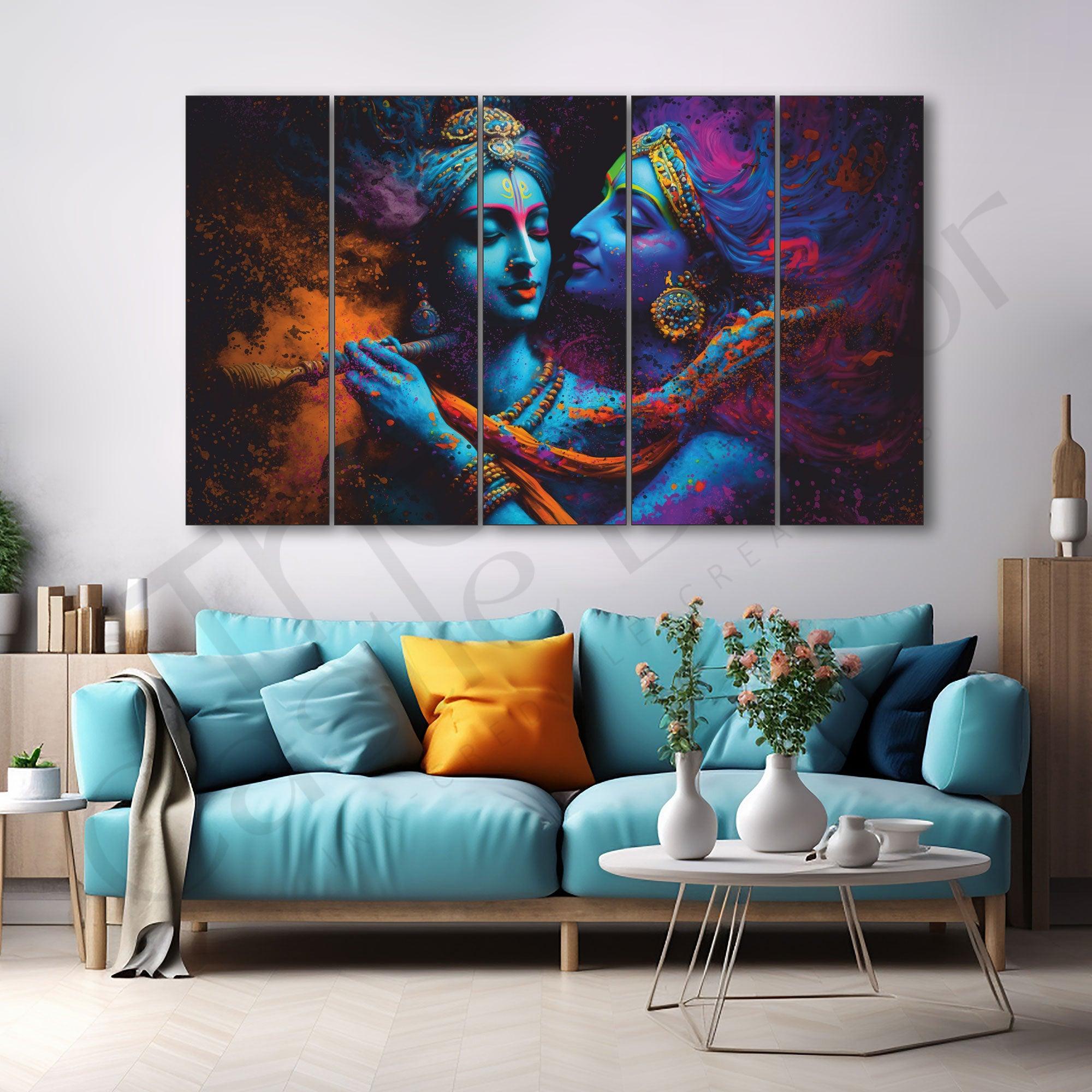 Radha Krishna Love Painting Set of 5 for Home Decoration