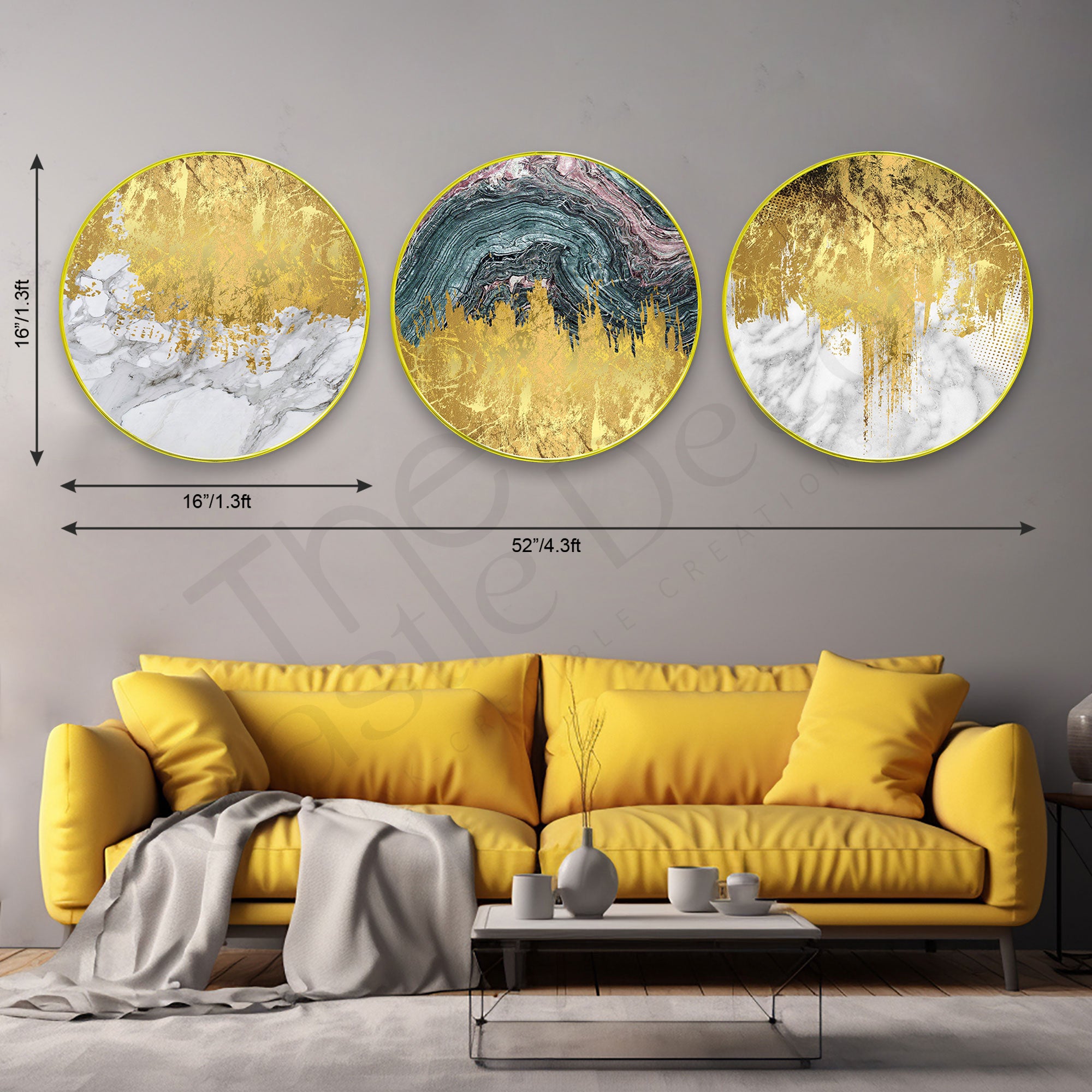 Abstract Sparkle Wooden Wall Plates Set of 3 for Home Decoration Art-51