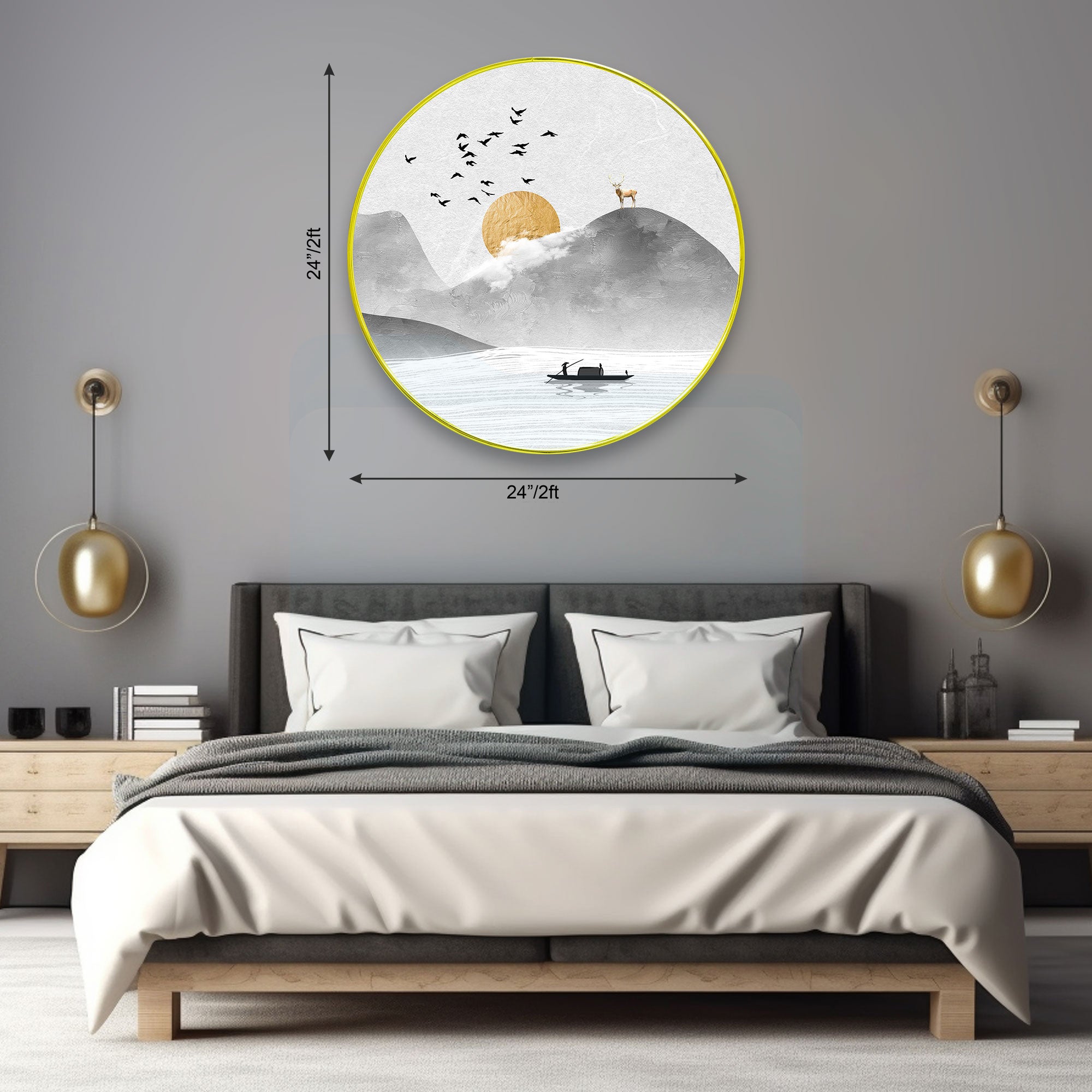 Sunset Sparkle Wooden Wall Plate for Home Decoration Art-33