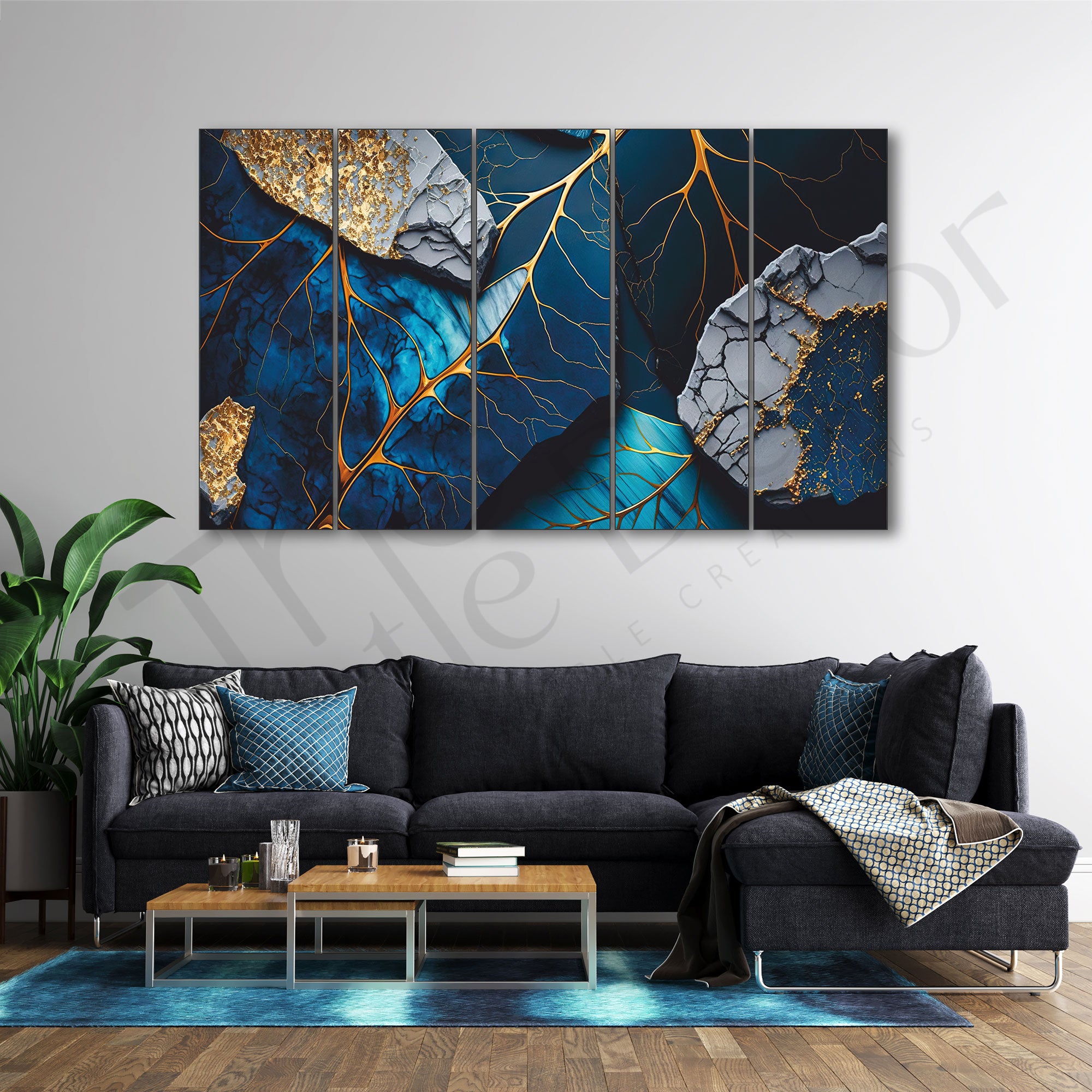 Marble Ink Painting Set of 5 for Home Decoration