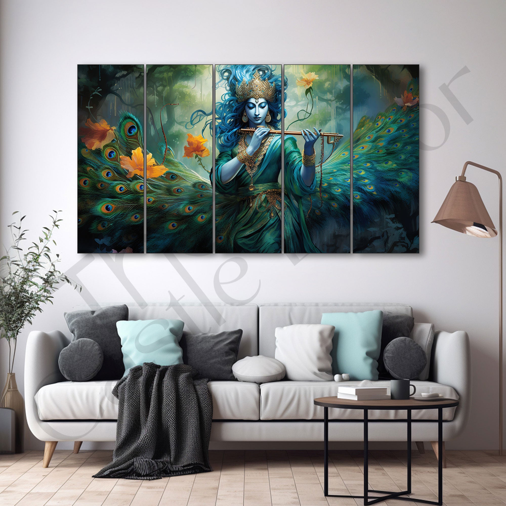 Krishna Ji Painting with frame Big Size Wall Art for living room,Bedroom,Drawing room,Hotels