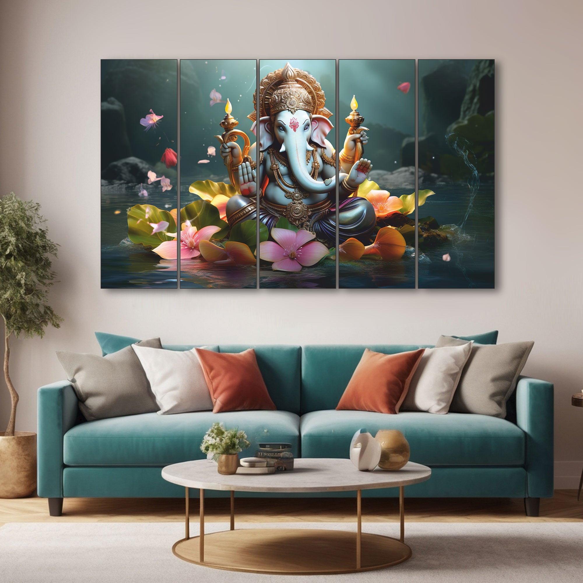 Ganesha Painting with frame Big Size Wall Art for living room,Bedroom,Drawing room,Hotels