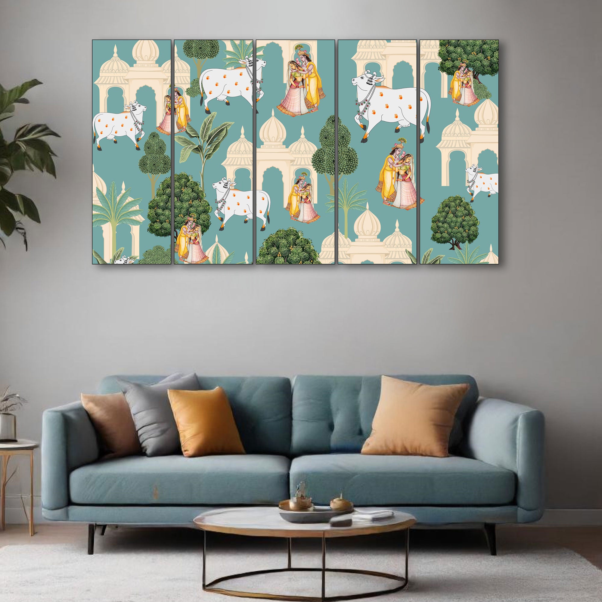 Pichwai Painting with frame Big Size Wall Art for living room,Bedroom,Drawing room,Hotels