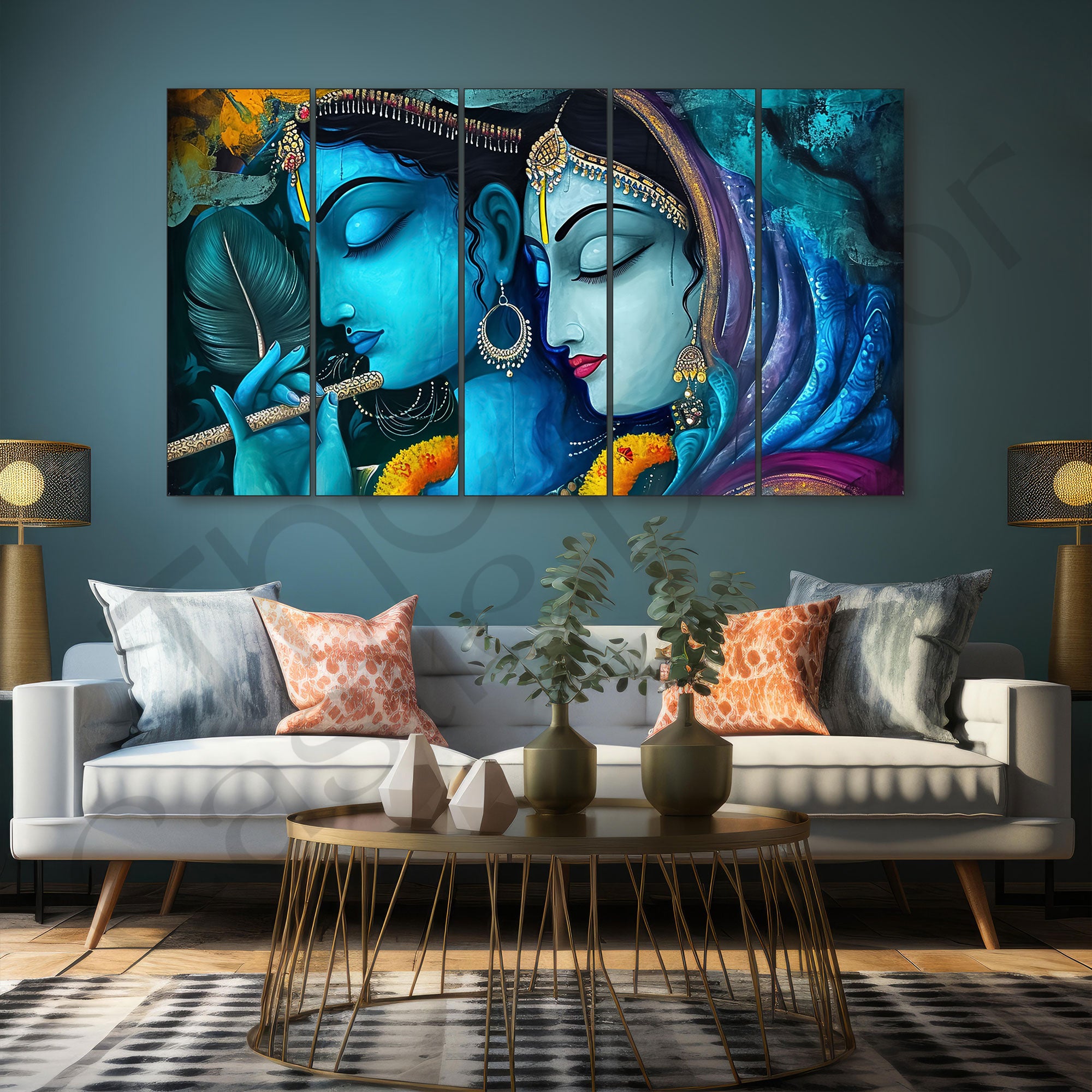 Radha Krishna Painting with frame Big Size Wall Art for living room,Bedroom,Drawing room,Hotels