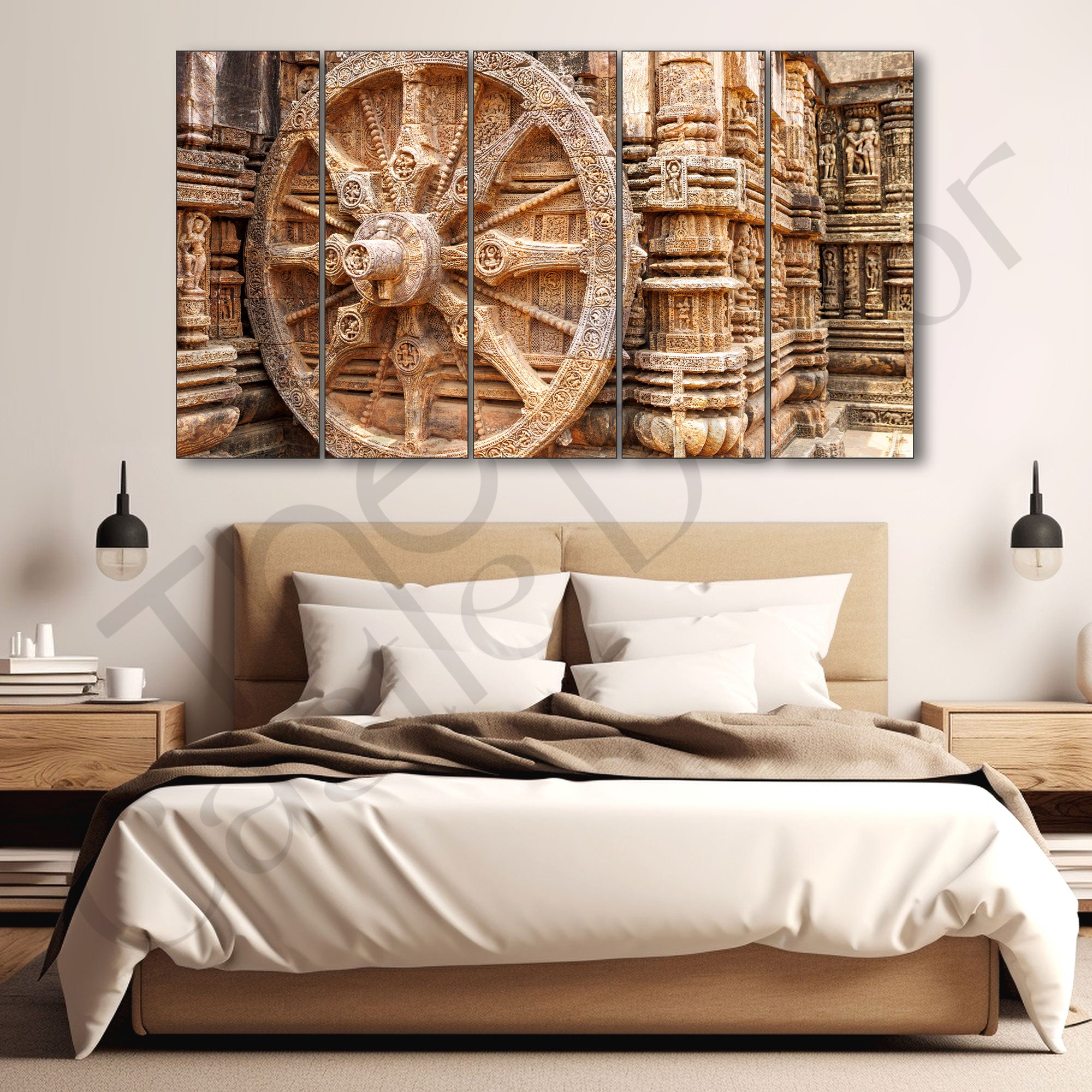 Wheel of Konark Painting with frame Big Size Wall Art for living room,Bedroom,Drawing room,Hotels