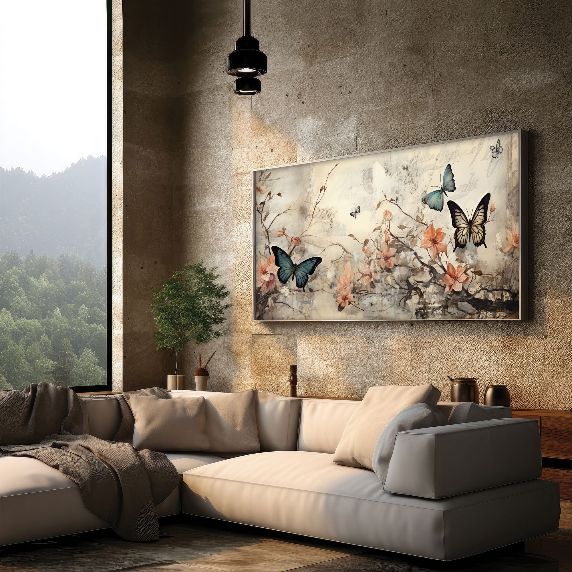 Modern butterfliesAbstract Canvas painting with frame Big Size Wall Art for living room,Bedroom,Drawing room,Hotels