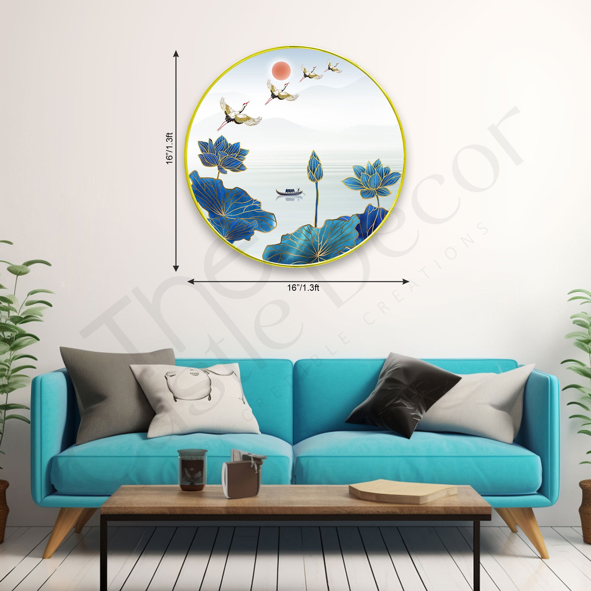 Flowers Sparkle Wooden Wall Plate for Home Decoration Art-11