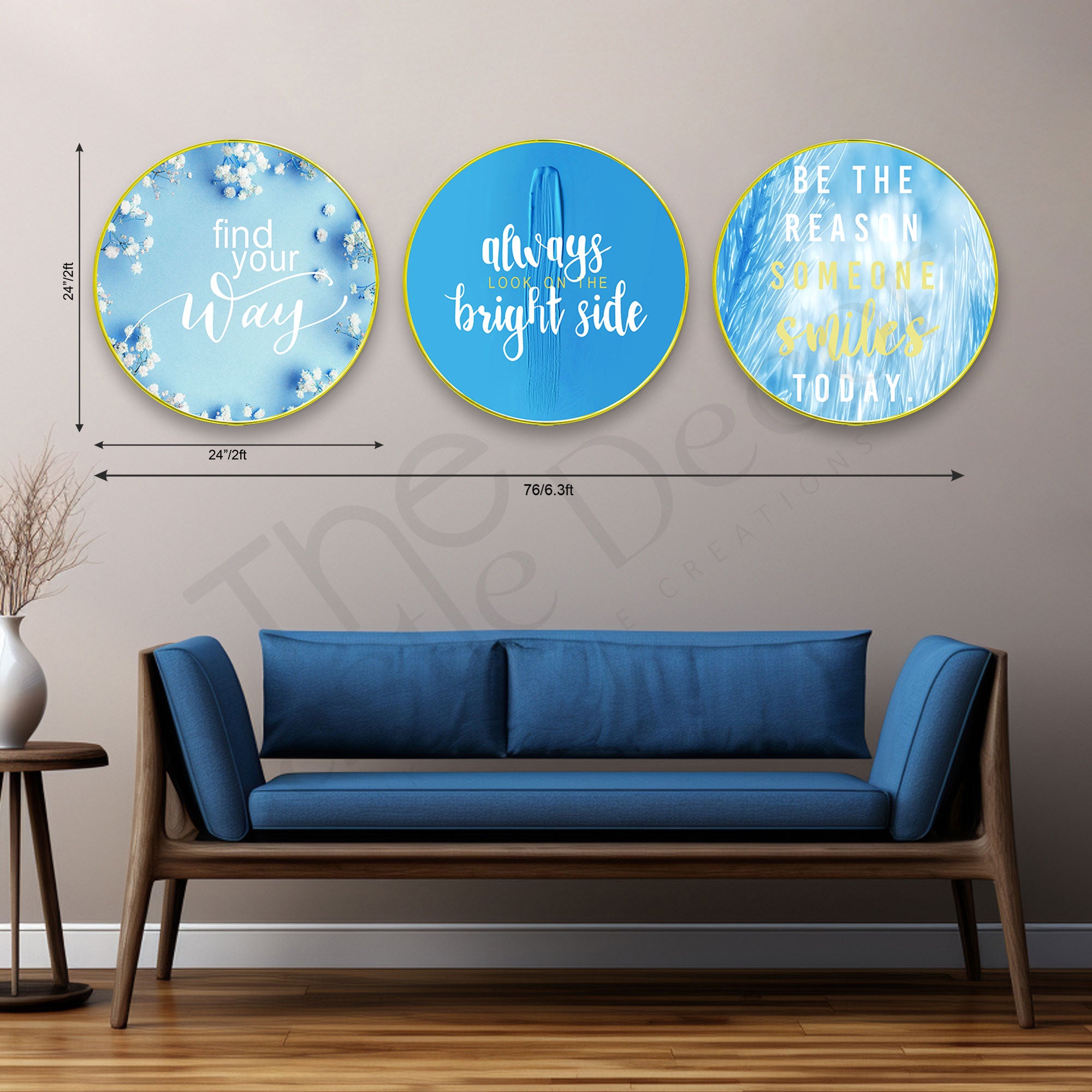 Abstract Sparkle Wooden Wall Plates Set of 3 for Home Decoration Art-68