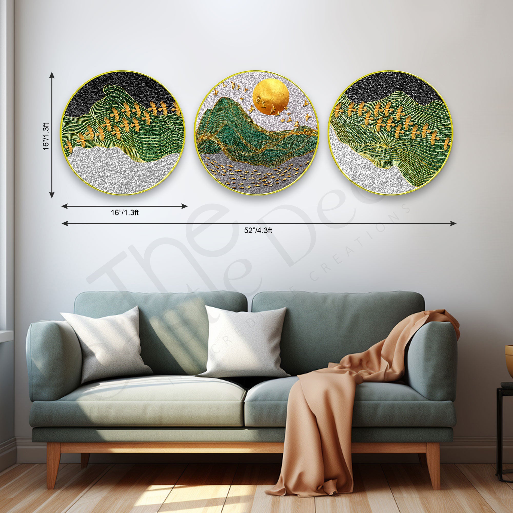 Birds Sparkle Wooden Wall Plates Set of 3 for Home Decoration Art-70