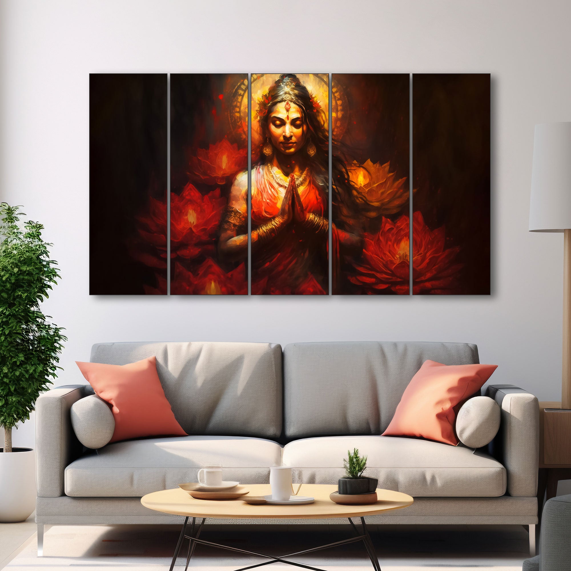 Goddess Laxmi ji Painting with frame Big Size Wall Art for living room,Bedroom,Drawing room,Hotels