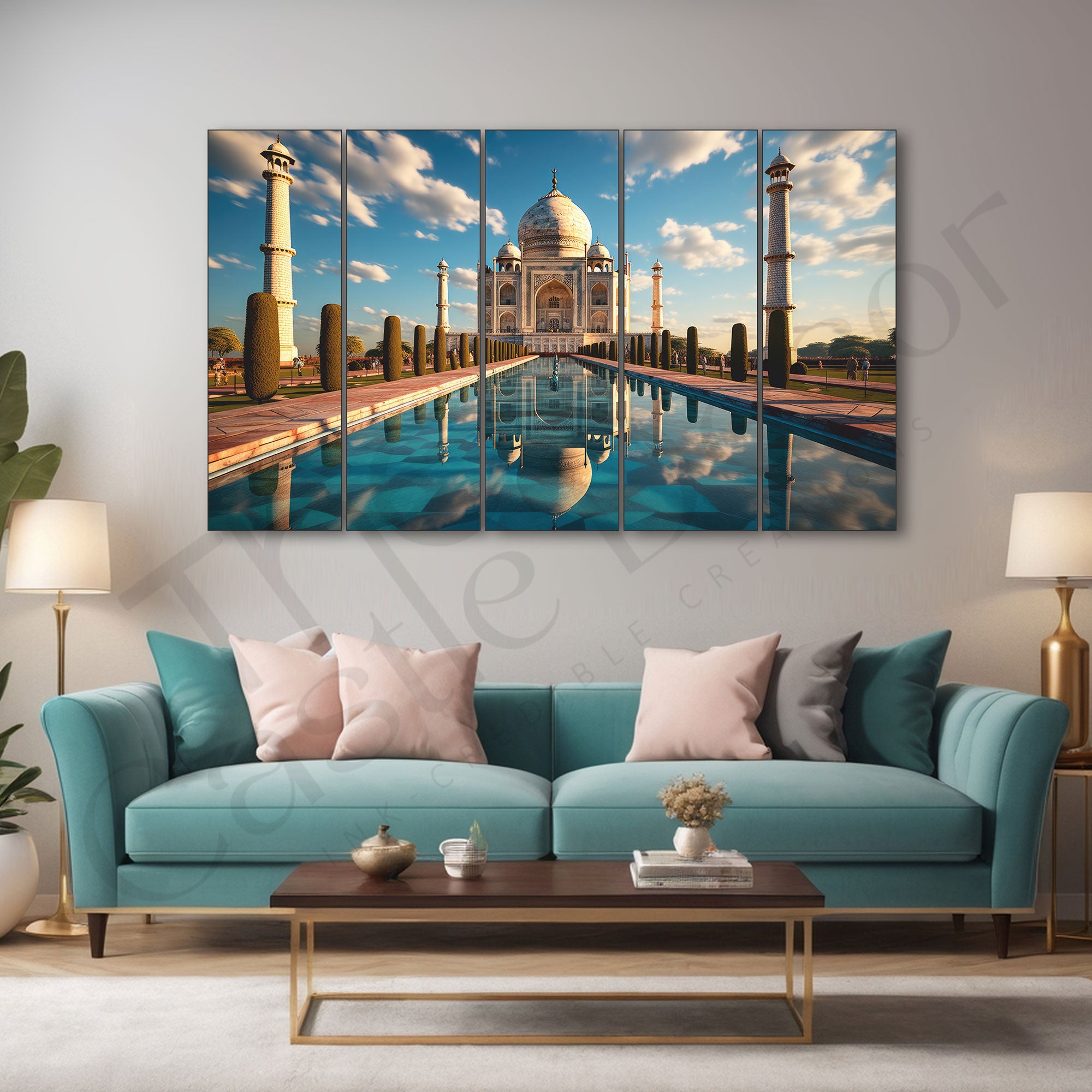 Taj Mahal Painting Set of 5 for Home Decoration