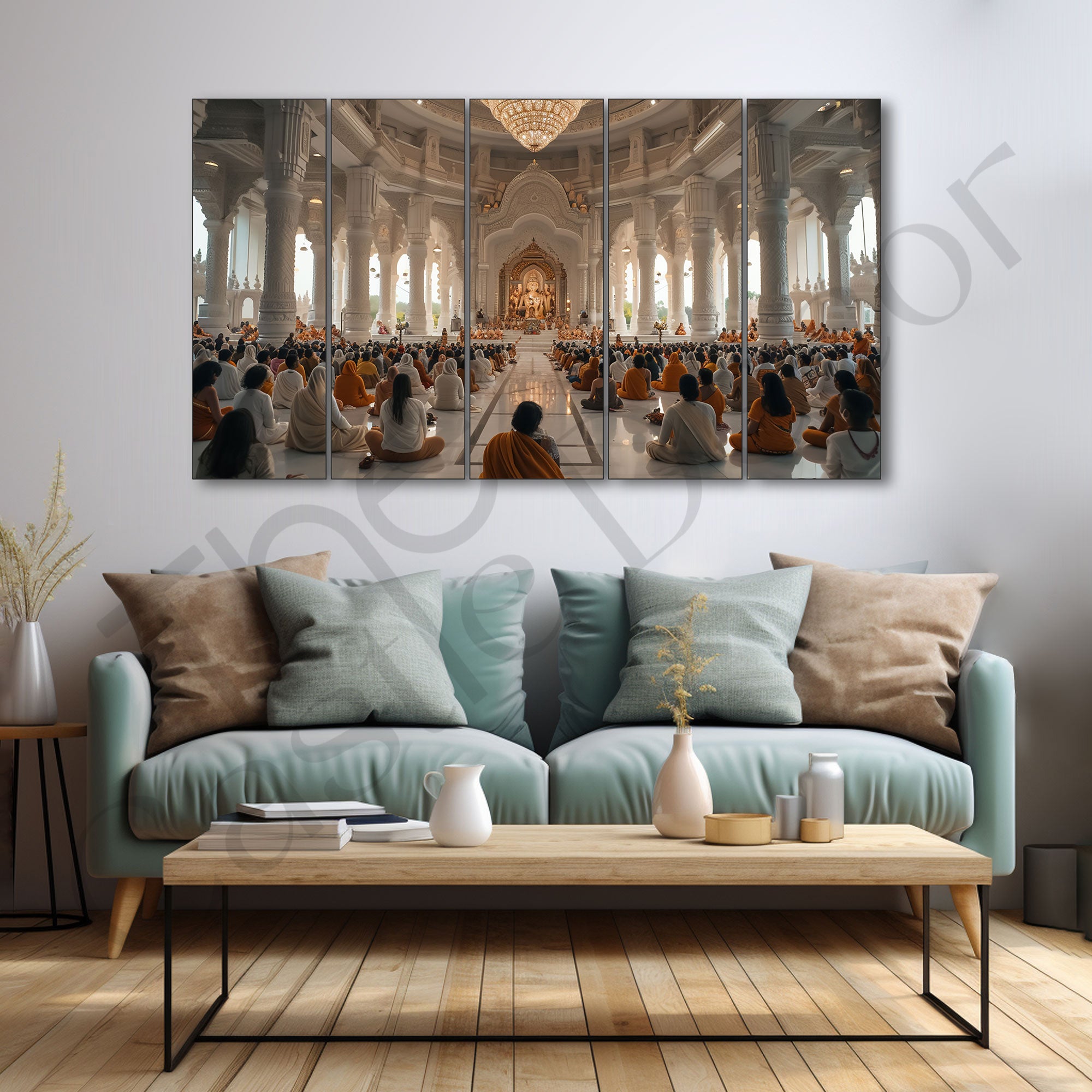 Ram Mandir Painting with frame Big Size Wall Art for living room,Bedroom,Drawing room,Hotels