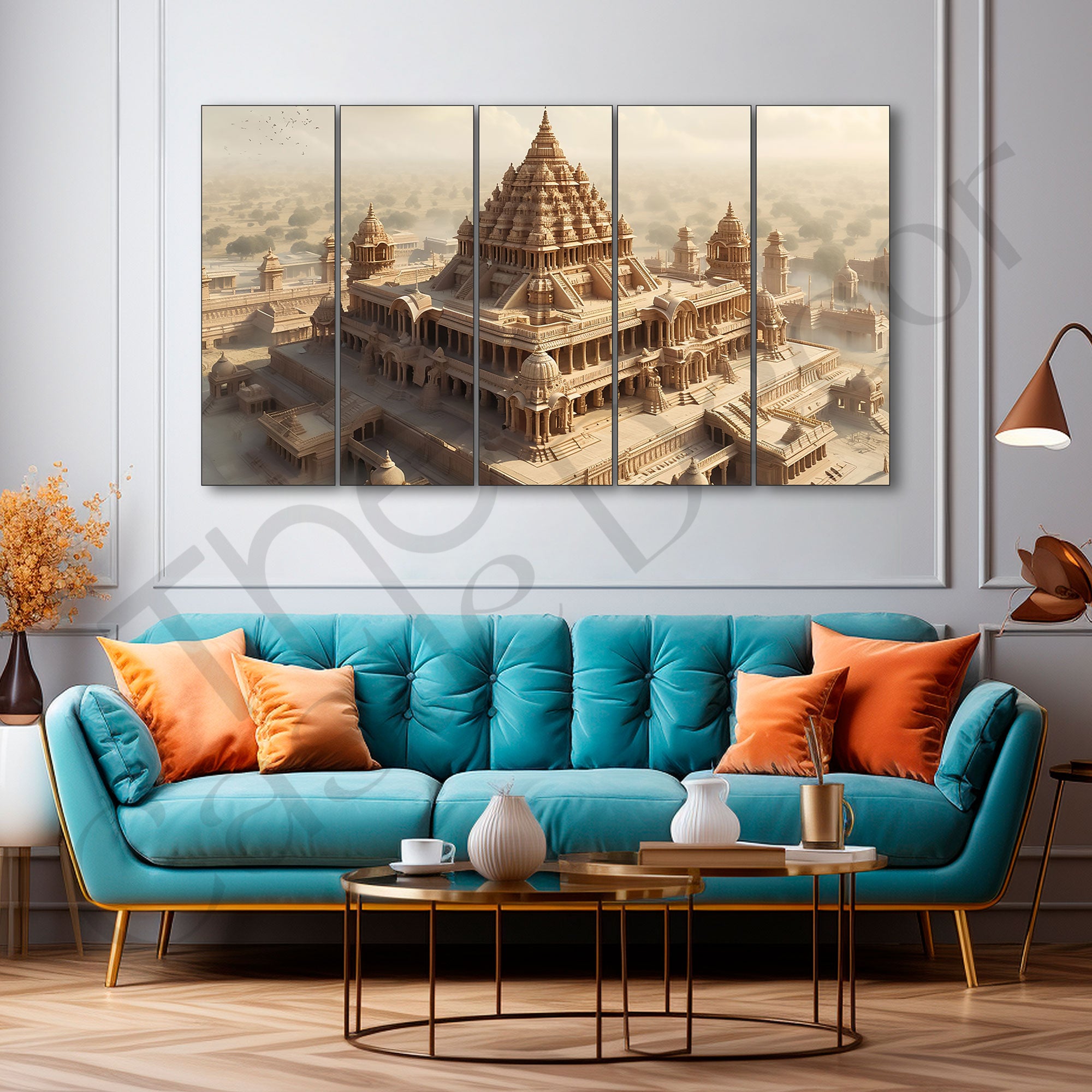 Ram Mandir Painting with frame Big Size Wall Art for living room,Bedroom,Drawing room,Hotels