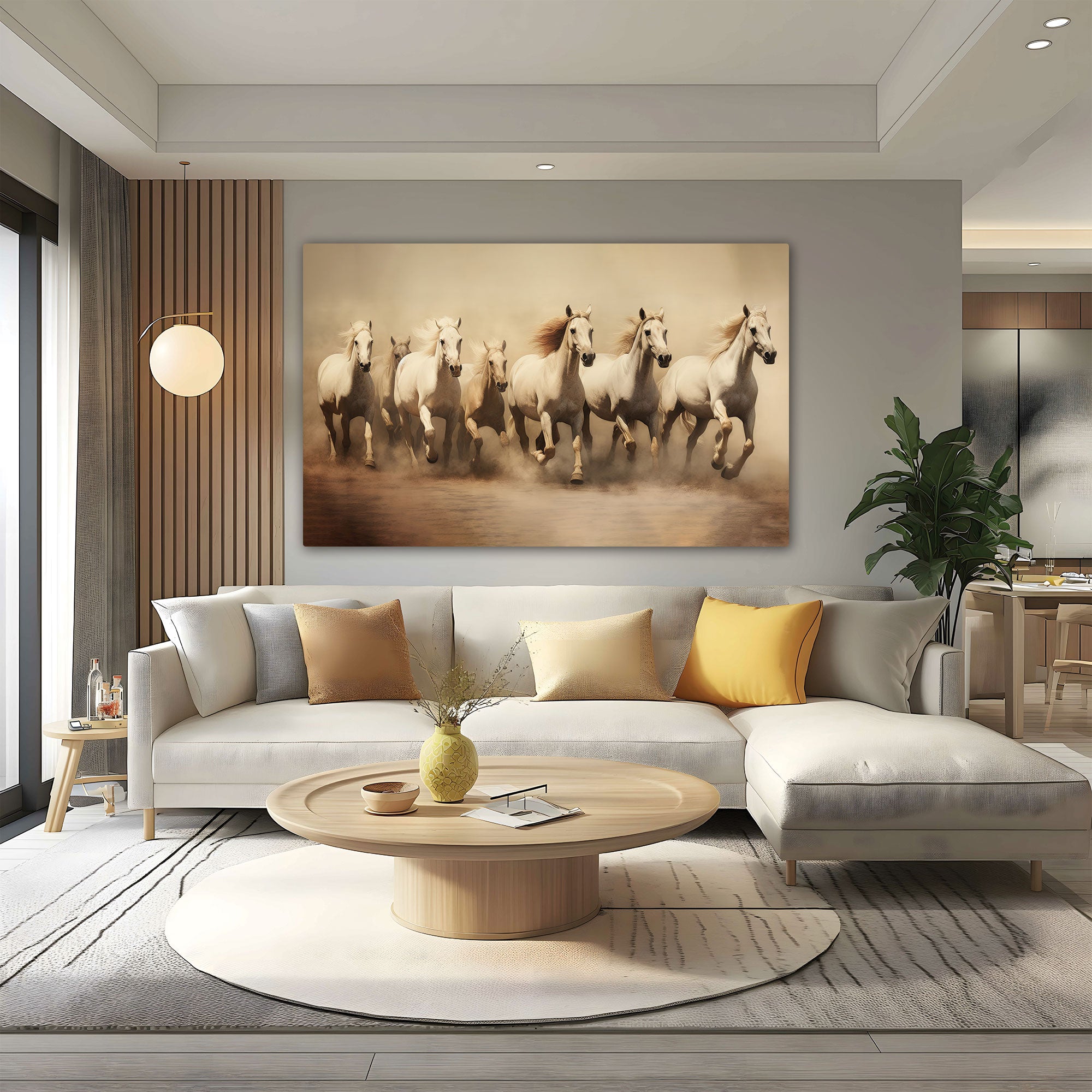 Vaastu running horses Canvas painting Big Size Wall Art for living room,Bedroom,Drawing room,Hotels