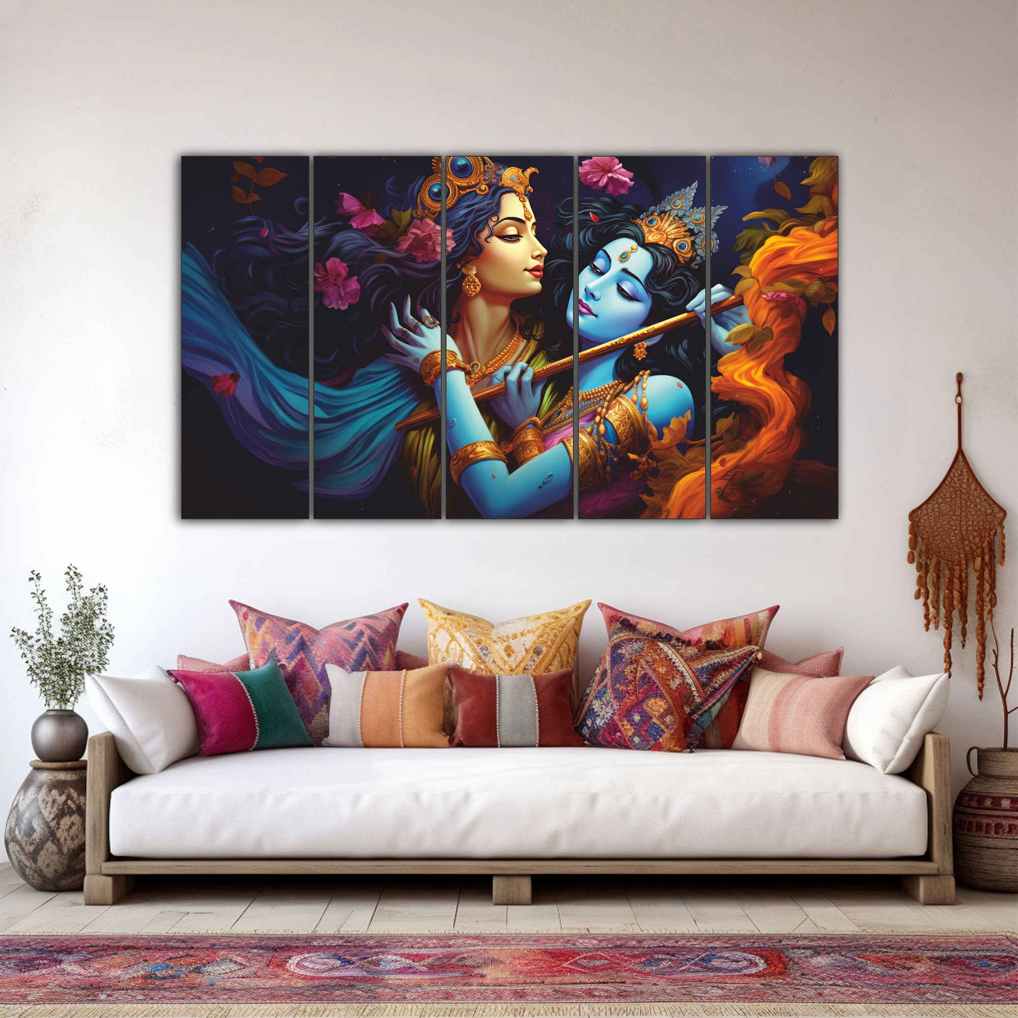 Radha Krishna Painting with frame Big Size Wall Art for living room,Bedroom,Drawing room,Hotels