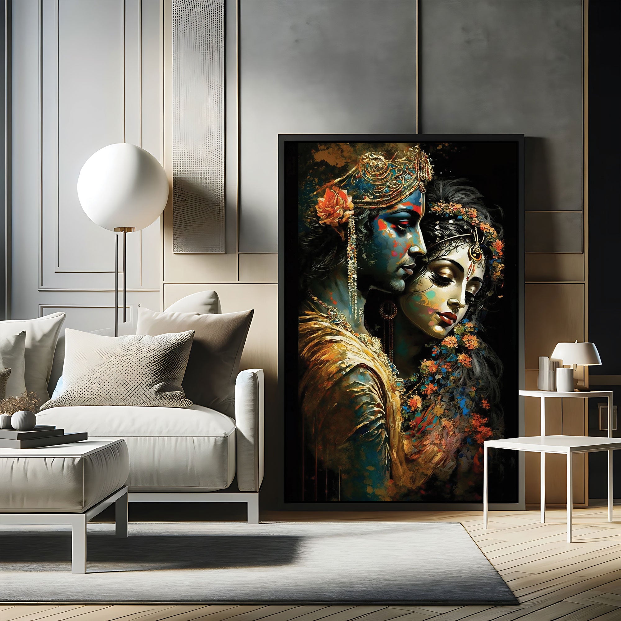 Radha krishan love Canvas painting with frame Big Size Wall Art for living room,Bedroom,Drawing room,Hotels