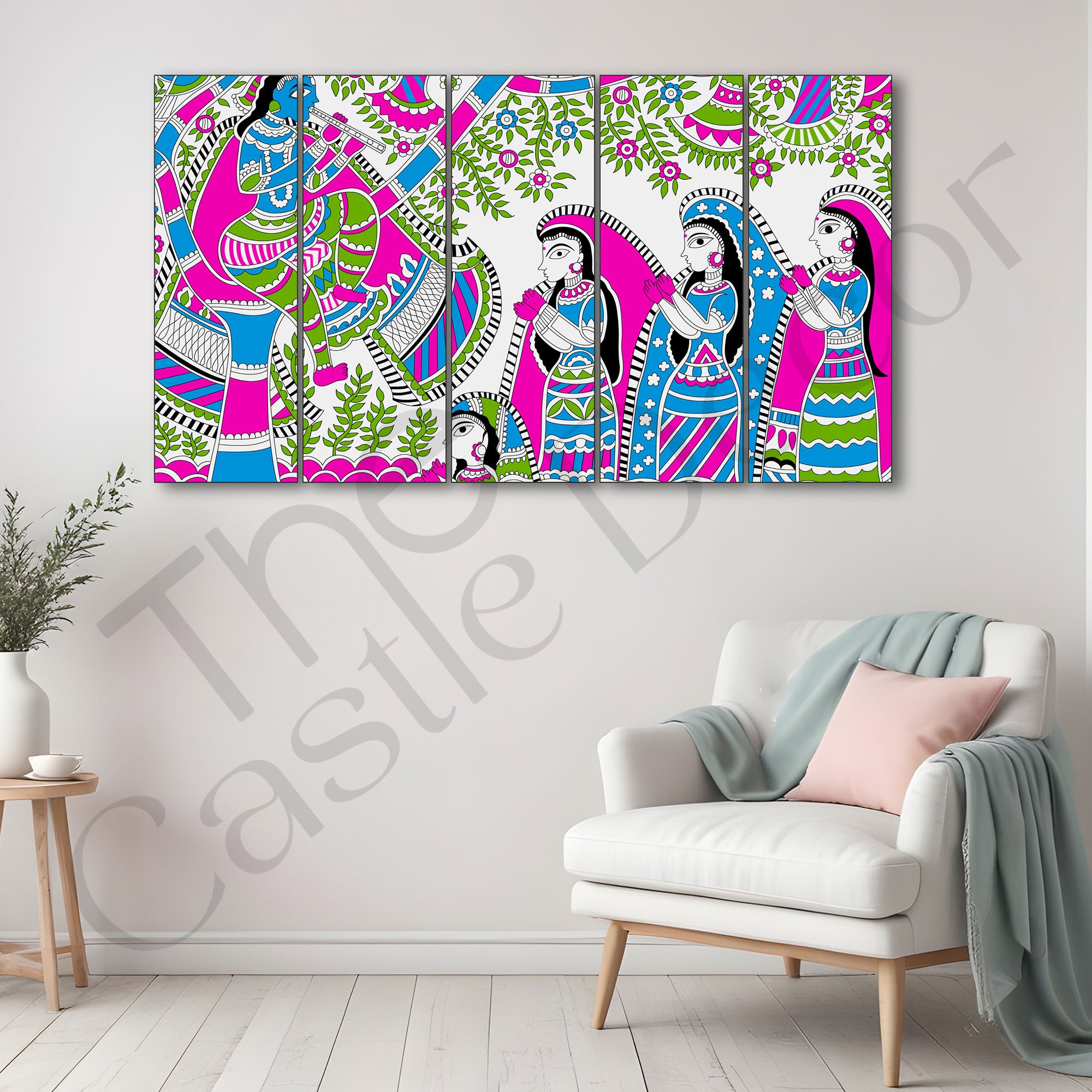 Madhubani Painting with frame Big Size Wall Art for living room,Bedroom,Drawing room,Hotels