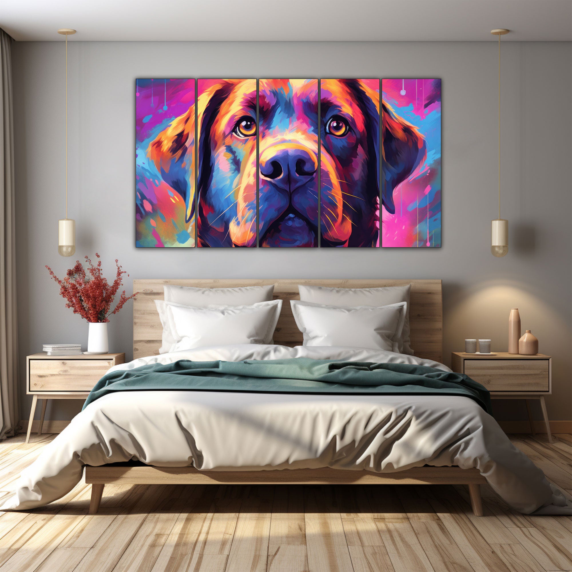 Dogs Painting with frame Big Size Wall Art for living room,Bedroom,Drawing room,Hotels