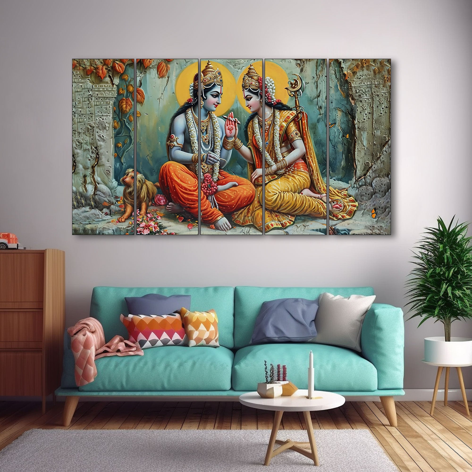 Radha Krishna Painting with frame Big Size Wall Art for living room,Bedroom,Drawing room,Hotels