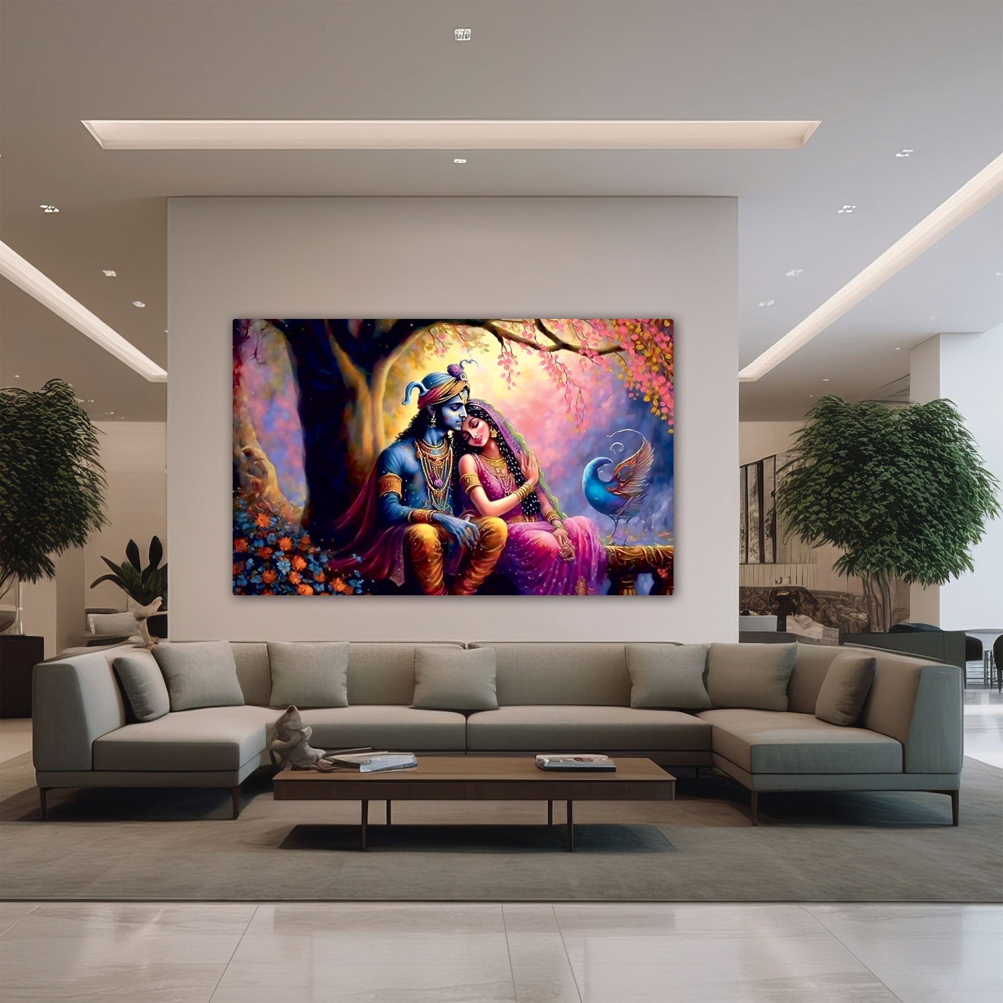 Radha krishna Canvas painting Big Size Wall Art for living room,Bedroom,Drawing room,Hotels