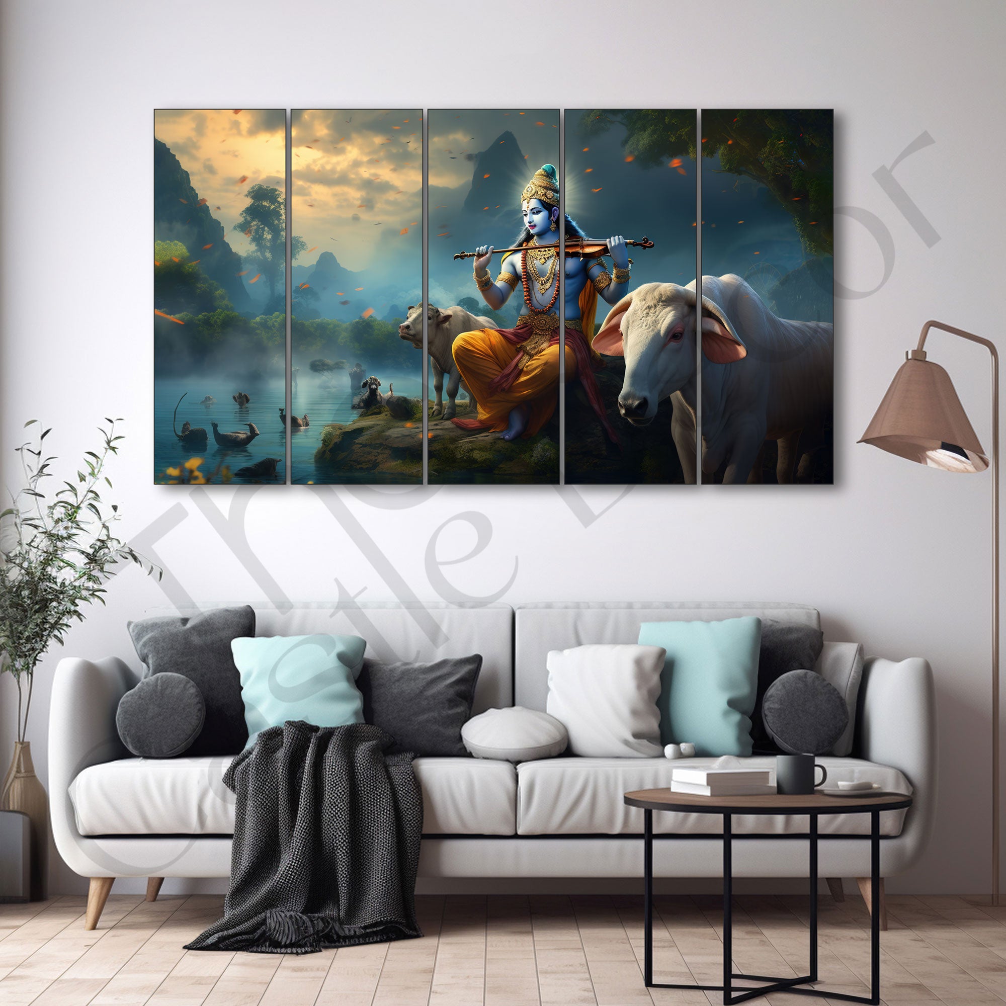 Krishna Ji Painting with frame Big Size Wall Art for living room,Bedroom,Drawing room,Hotels