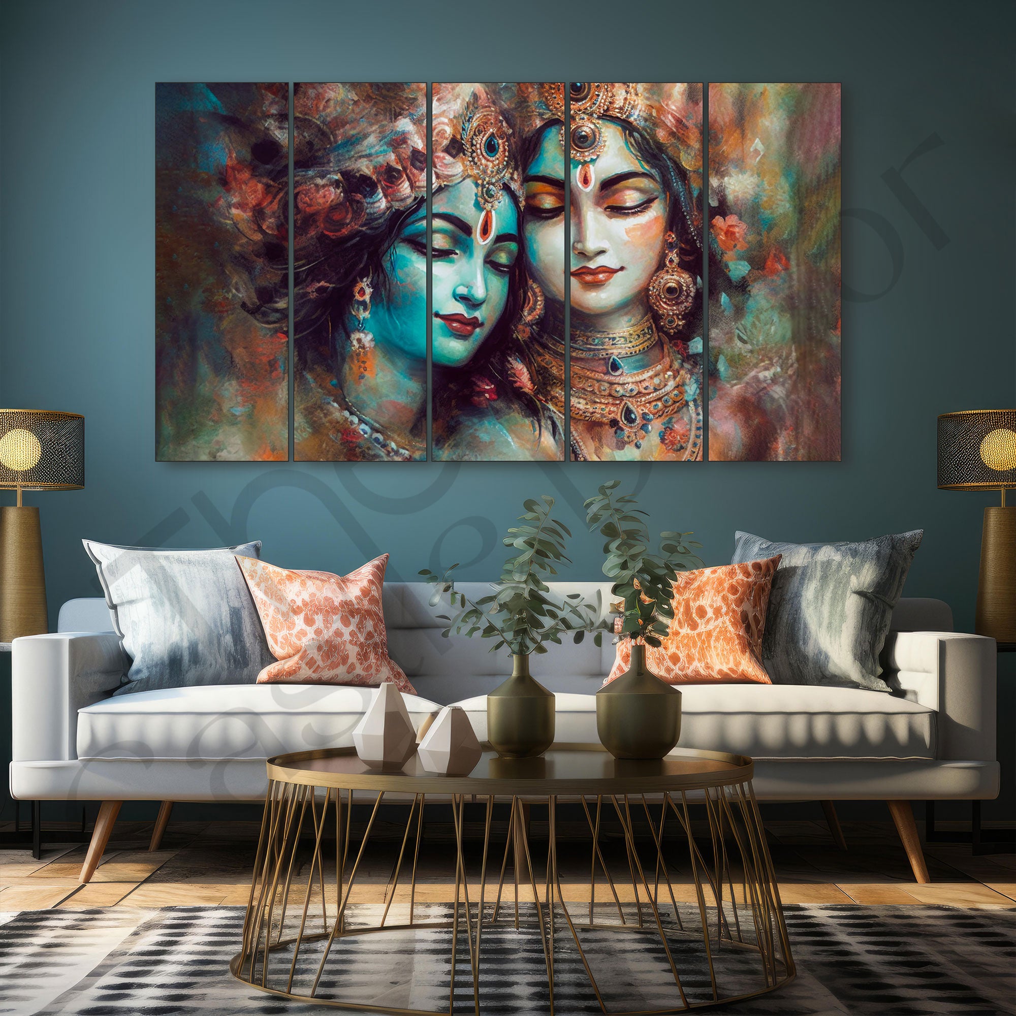 Radha Krishna Painting with frame Big Size Wall Art for living room,Bedroom,Drawing room,Hotels
