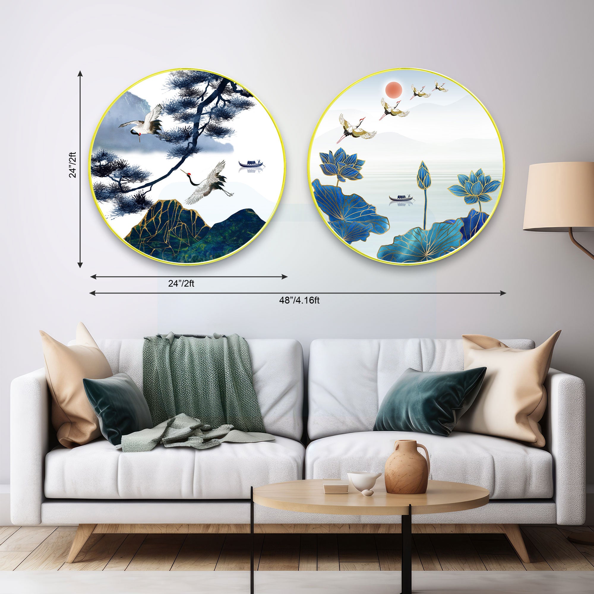 Birds Sparkle Wooden Wall Plates Set of 2 for Home Decoration Art-37
