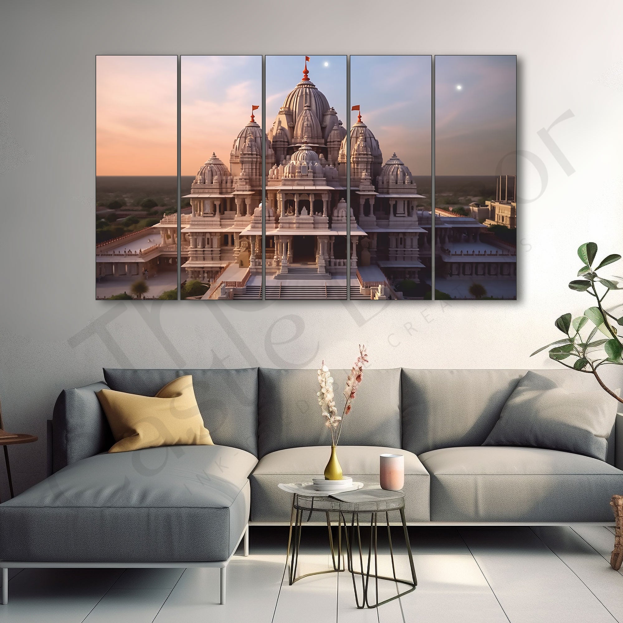 Ram Mandir Ayodhya Painting Set of 5 for Home Decoration
