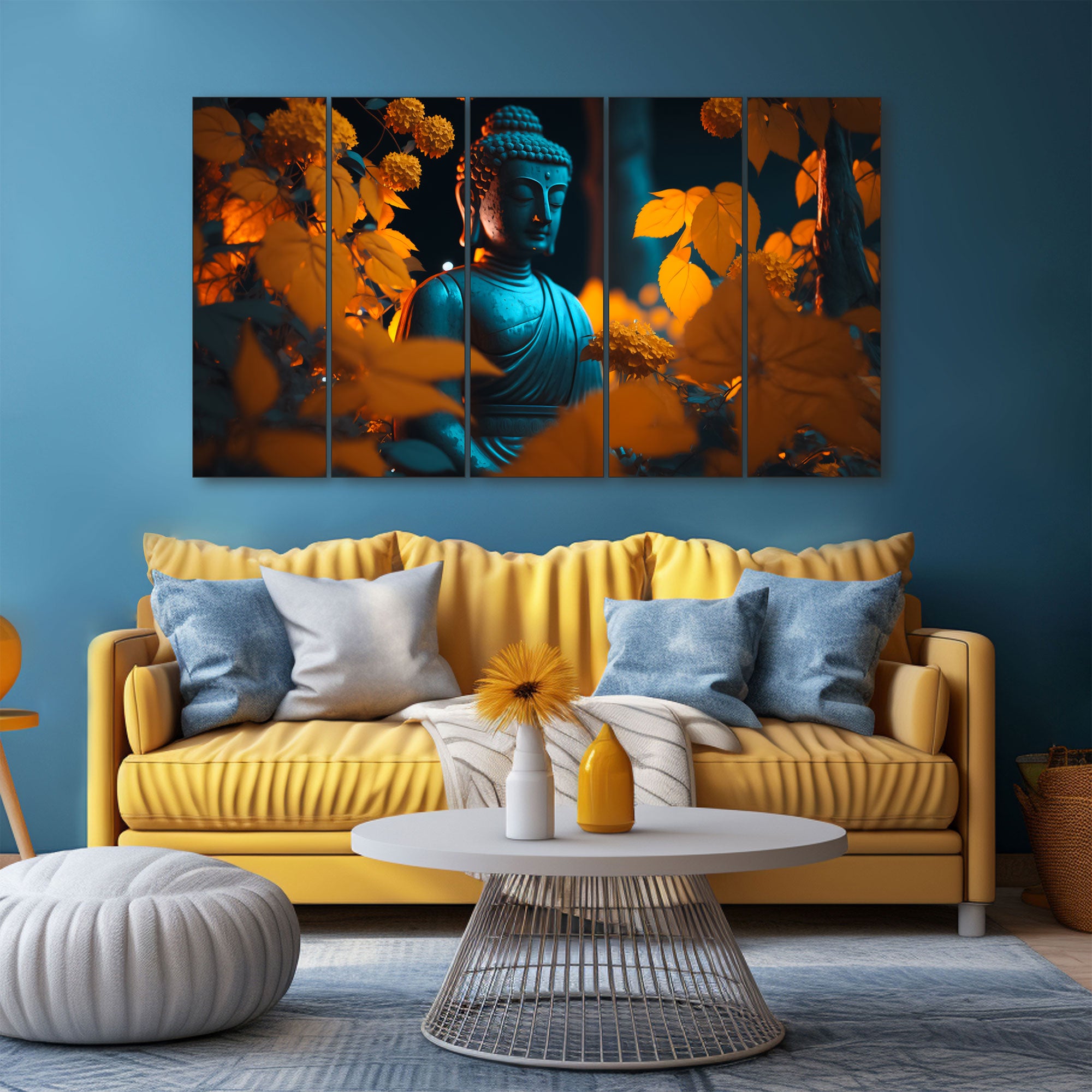 Lord Budha Painting with frame Big Size Wall Art for living room,Bedroom,Drawing room,Hotels