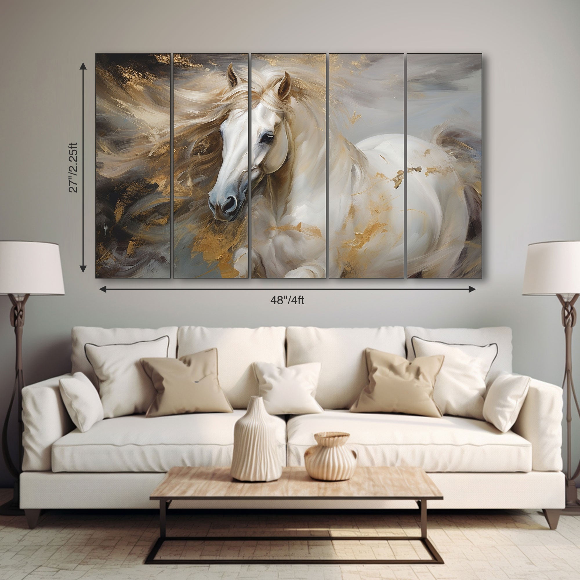 Modern Horses Painting with frame Big Size Wall Art for living room,Bedroom,Drawing room,Hotels