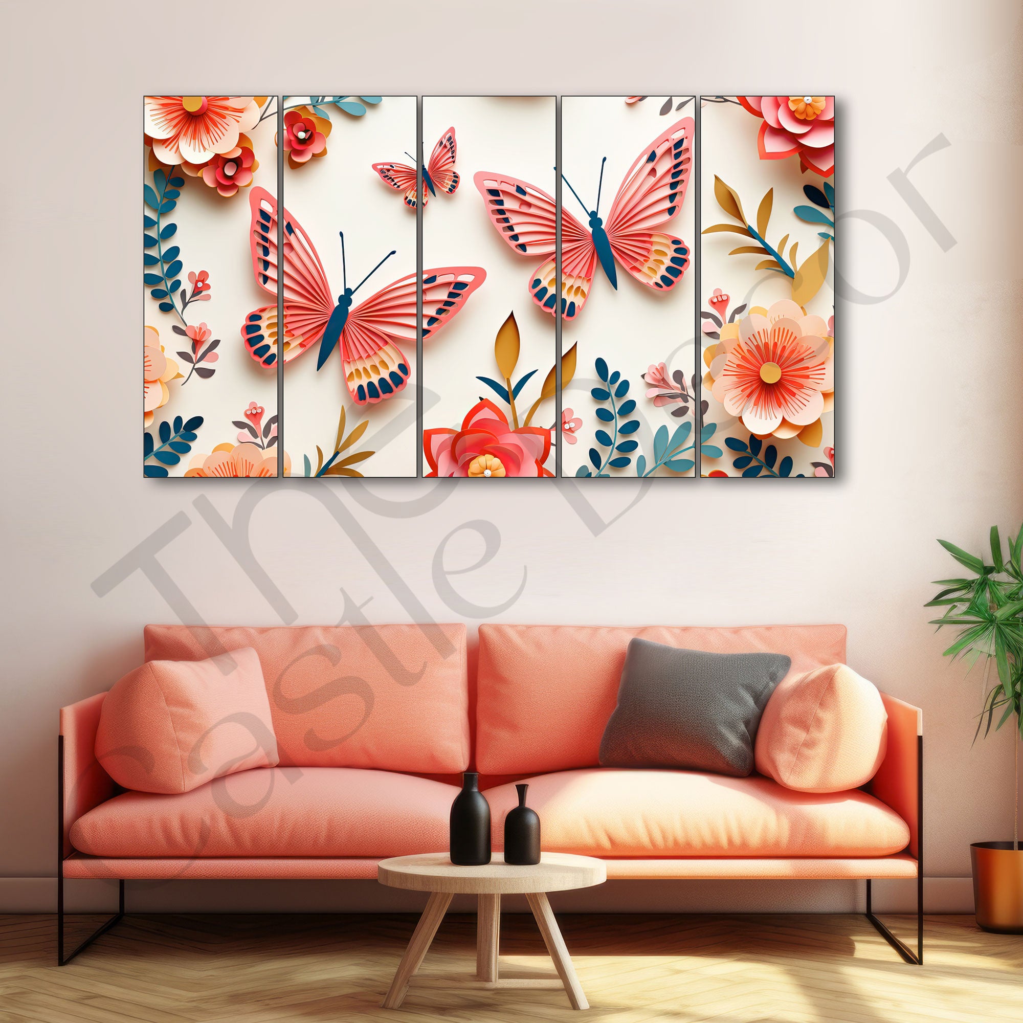 Butterflies Painting with frame Big Size Wall Art for living room,Bedroom,Drawing room,Hotels