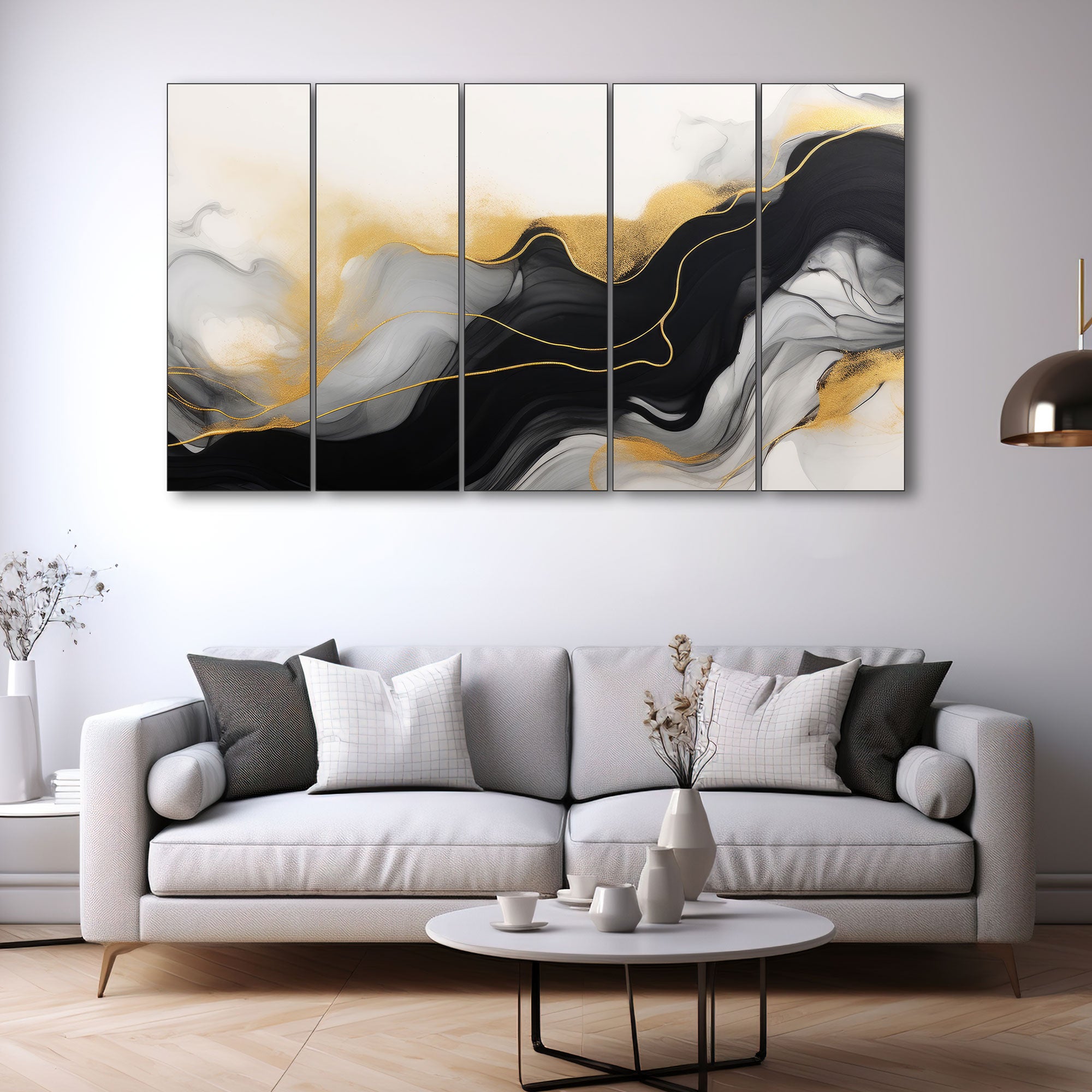 Marble Abstract Painting with frame Big Size Wall Art for living room,Bedroom,Drawing room,Hotels 27x48