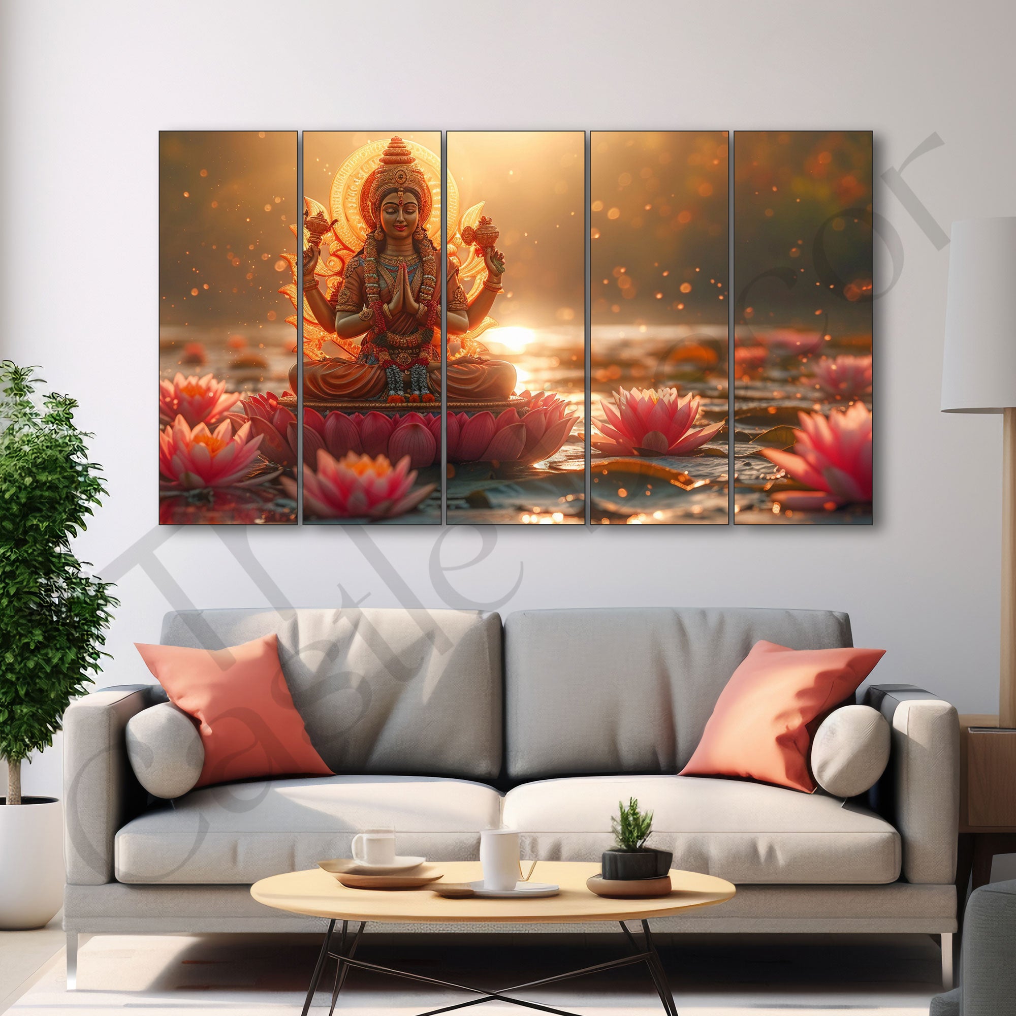 Goddess Laxmi ji Painting with frame Big Size Wall Art for living room,Bedroom,Drawing room,Hotels