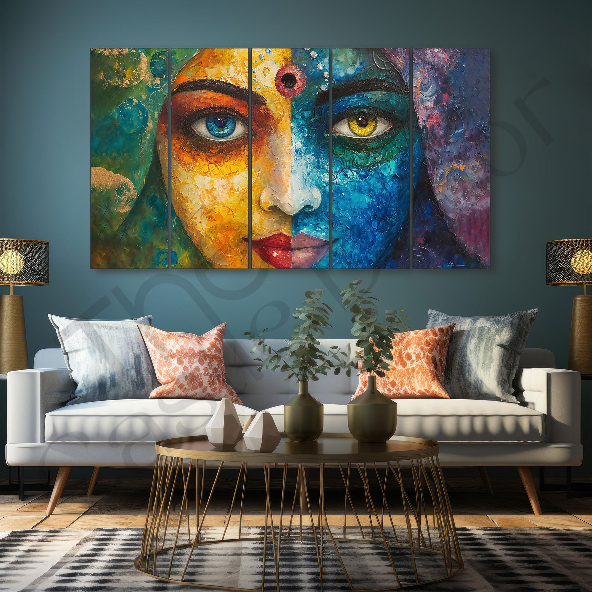 Golden Deer Painting with frame Big Size Wall Art for living room,Bedroom,Drawing room,Hotels