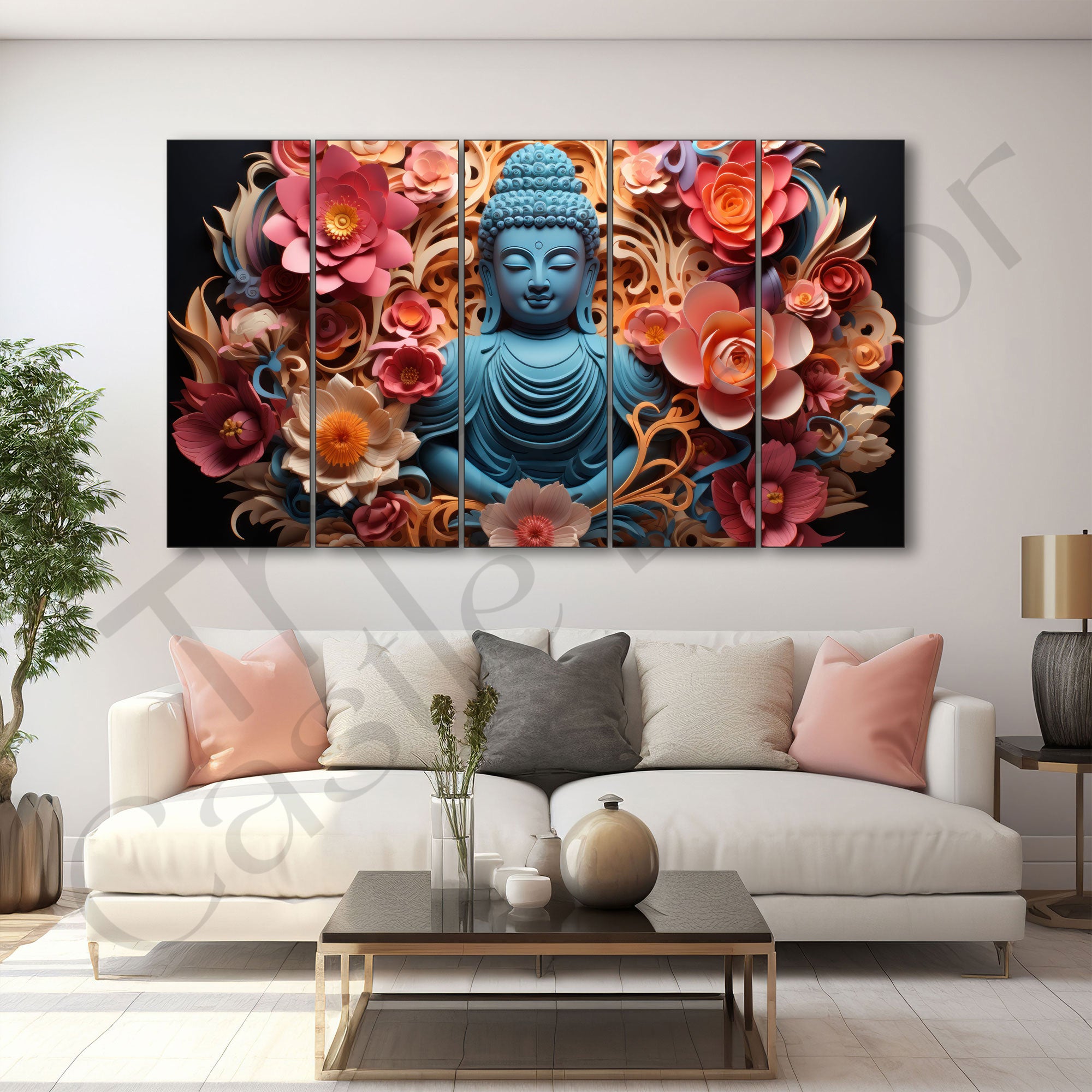 Lord Budha Painting with frame Big Size Wall Art for living room,Bedroom,Drawing room,Hotels