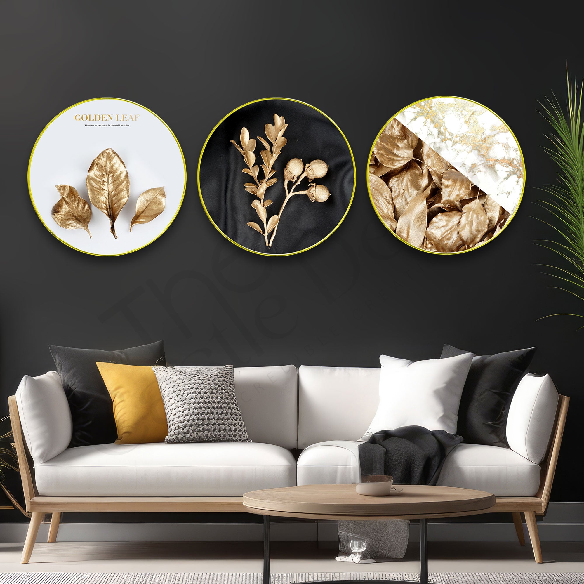 Abstract Sparkle Wooden Wall Plates Set of 3 for Home Decoration Art-54