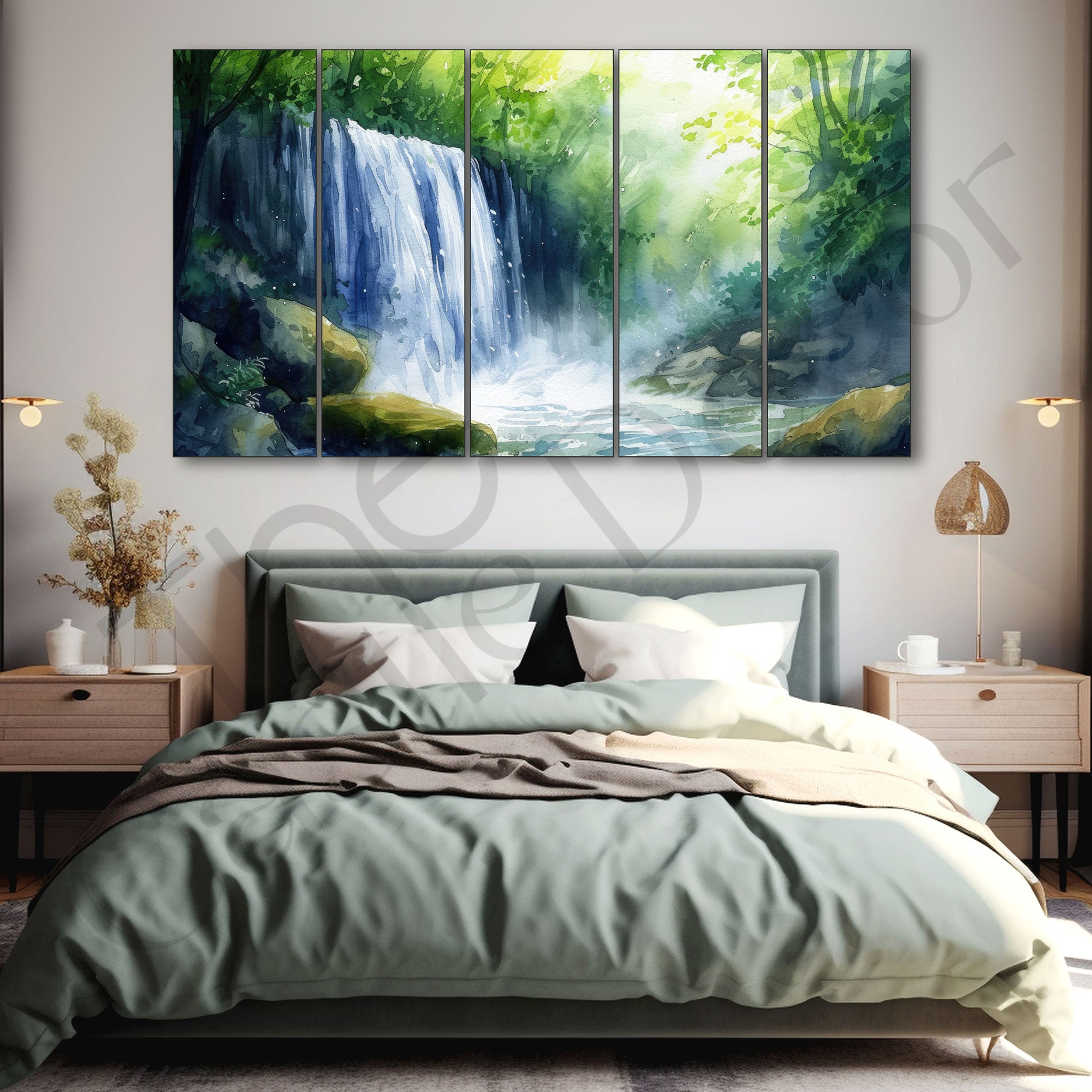 Waterfall Painting with frame Big Size Wall Art for living room,Bedroom,Drawing room,Hotels