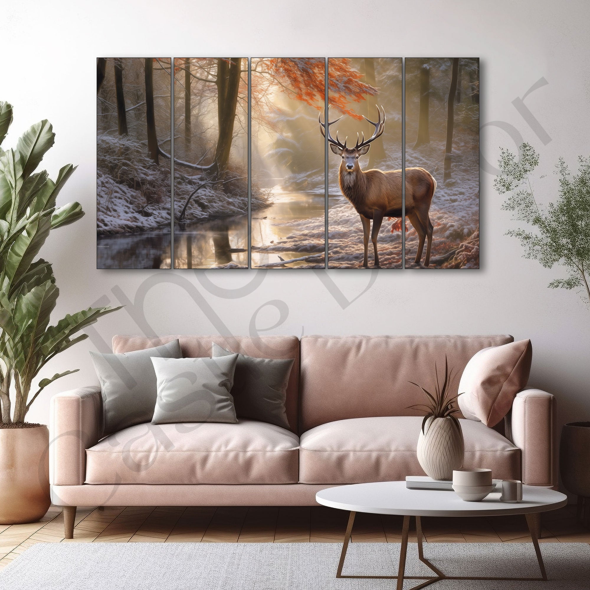 Deer Painting with frame Big Size Wall Art for living room,Bedroom,Drawing room,Hotels
