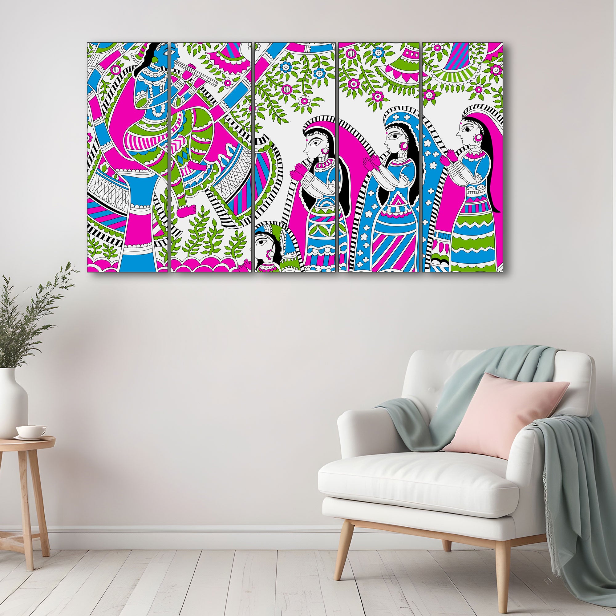 Madhubani Painting with frame Big Size Wall Art for living room,Bedroom,Drawing room,Hotels