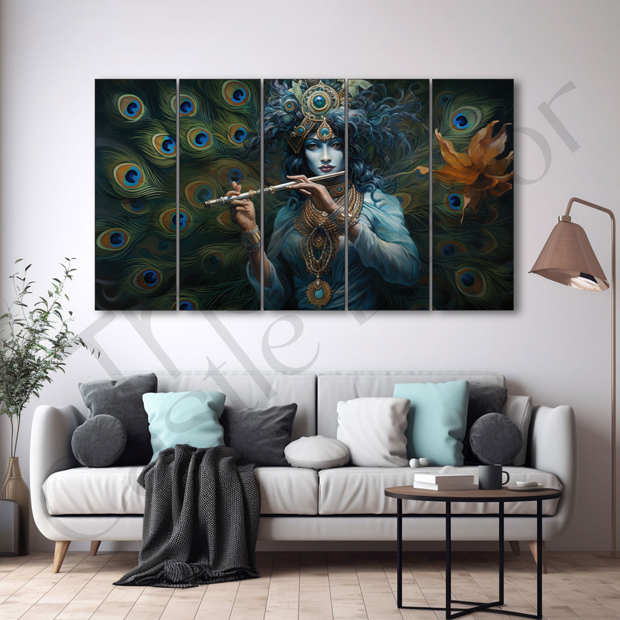 Krishna Ji Painting with frame Big Size Wall Art for living room,Bedroom,Drawing room,Hotels