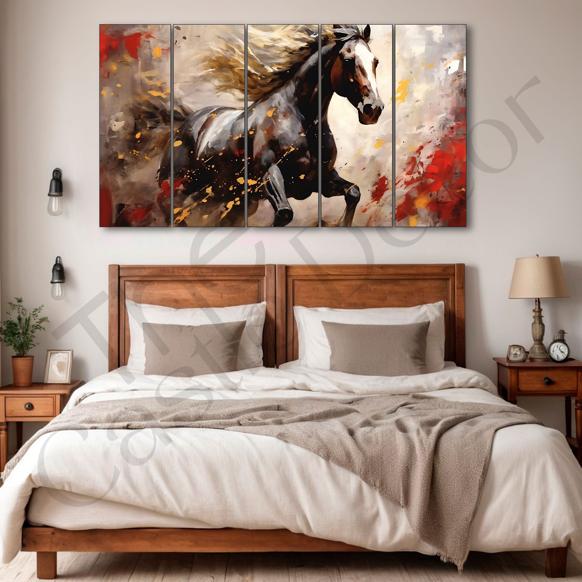 Modern Horses Painting with frame Big Size Wall Art for living room,Bedroom,Drawing room,Hotels